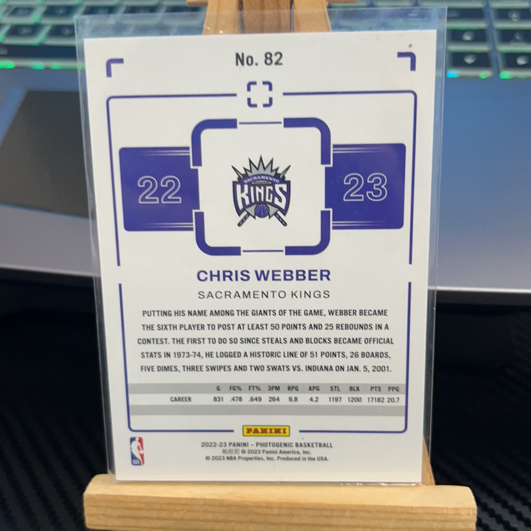 2022-23 Panini PaniniPhotoGenicNBA Chris Webber 克里斯 韦伯 国王 上镜系列 卡品如图 瑕疵看图 凑图必备 值得收藏!