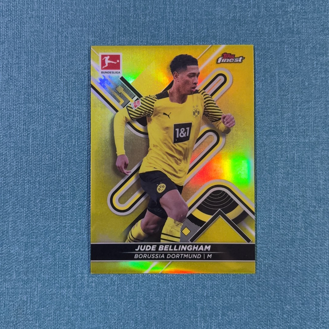 2021-22 Topps Finest 德甲 Jude Bellingham 贝林厄姆 185/350编 金折 多特蒙德 皇家马德里 皇马 卡品如图 HBM