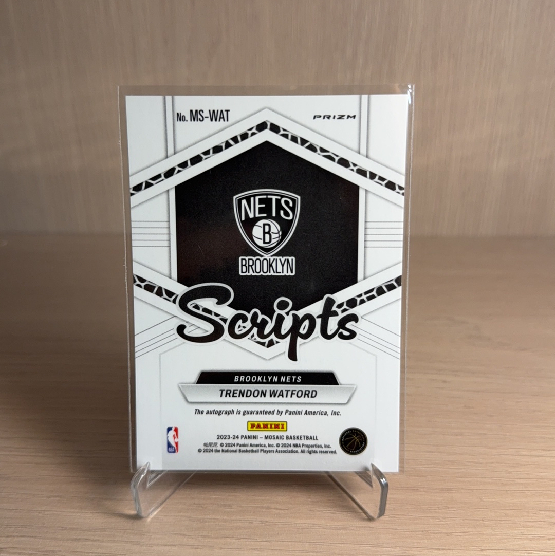 2023-24 Panini Mosaic Trendon Watford 篮网 沃特福德 签字 贴签 泡泡折 折射 特卡 马赛克 卡品如图 值得收藏!!【免费代卖】