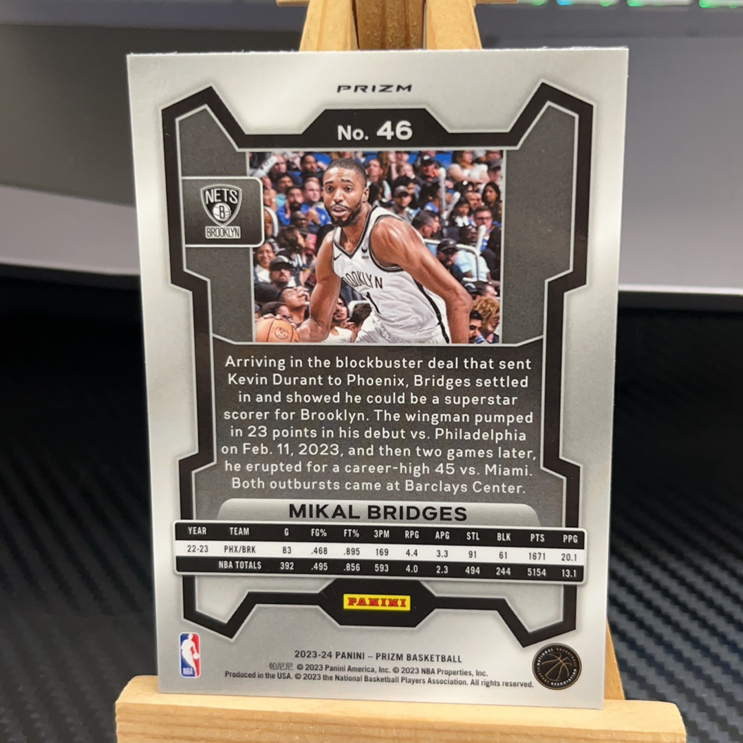 2023-24 Panini Prizm Mikal Bridges 布里奇斯 篮网 银折 折射 prizm系列 pz 卡品如图 凑图必备 值得收藏!免费代卖!