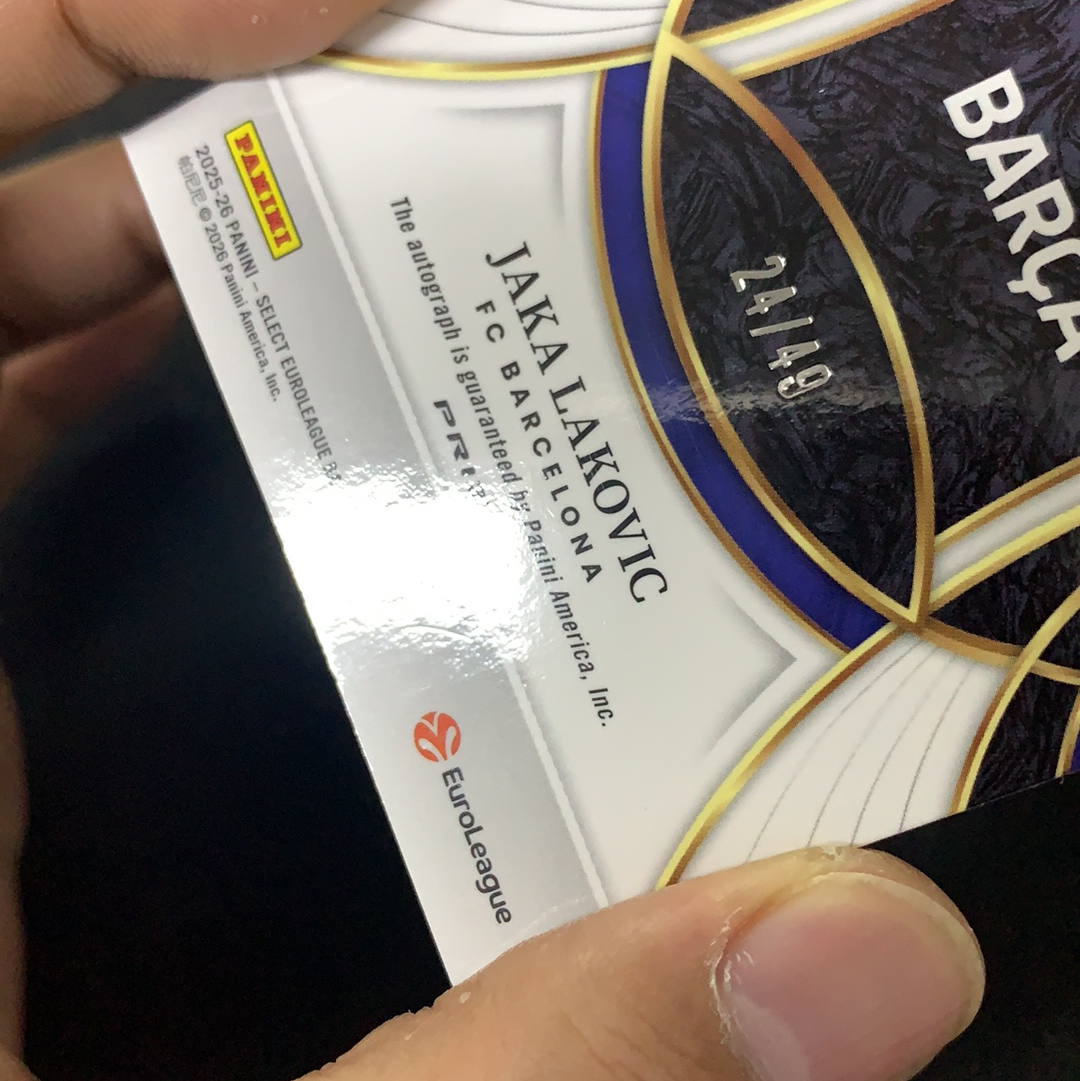 2025-26 Panini Select Jaka lakovic 【SC拍卖】SE 欧洲联赛 拉科维奇 24/49编 签字 蓝折 瑕疵如图收藏必备(htm777)