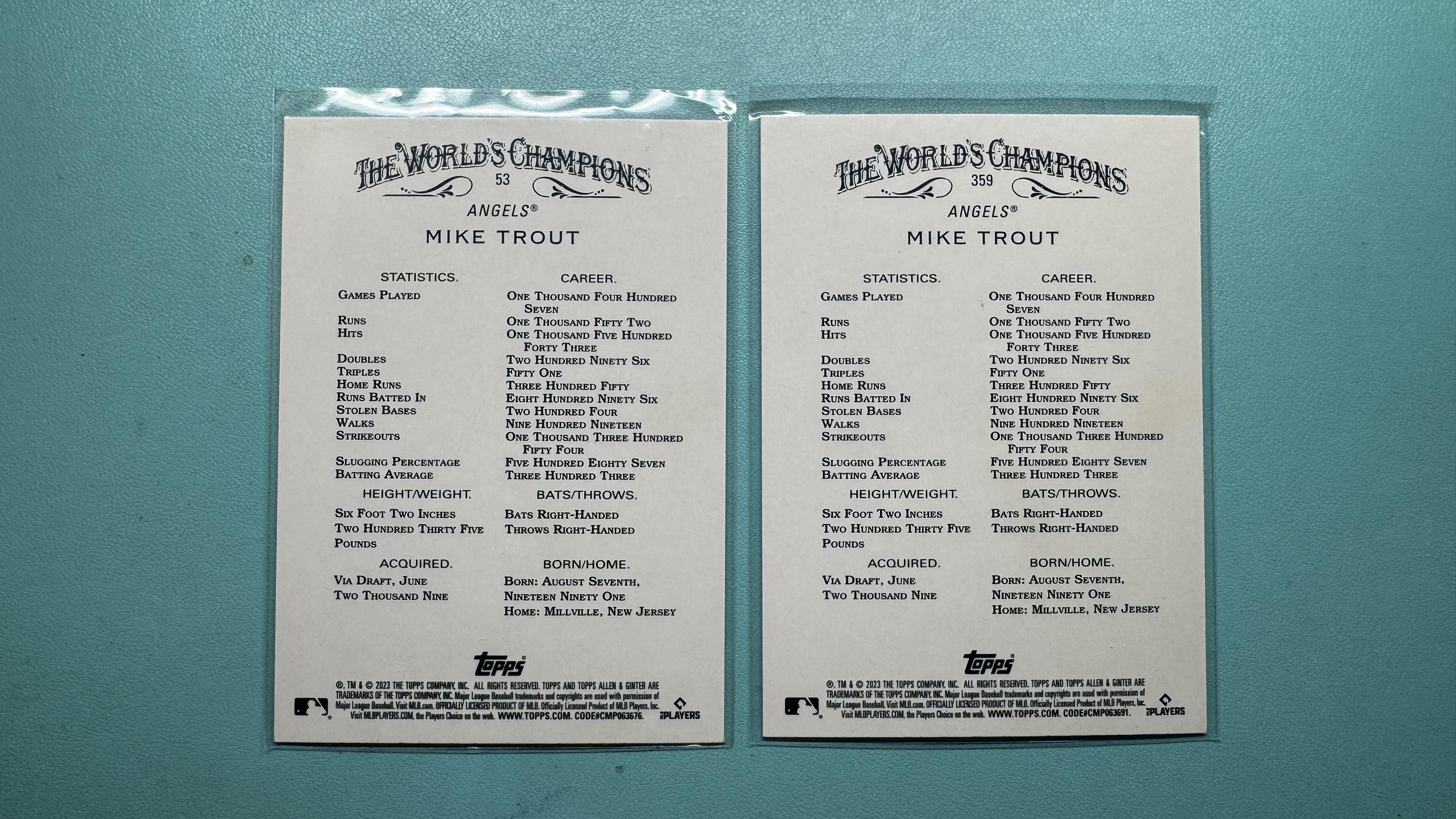 2023 Topps Allen & Ginter Mike Trout 鳟鱼 麦克 特劳特 全明星 闪卡 折射 base&变化版 #300编号以上SSP 凑套收藏必备 实卡好看 一图打包