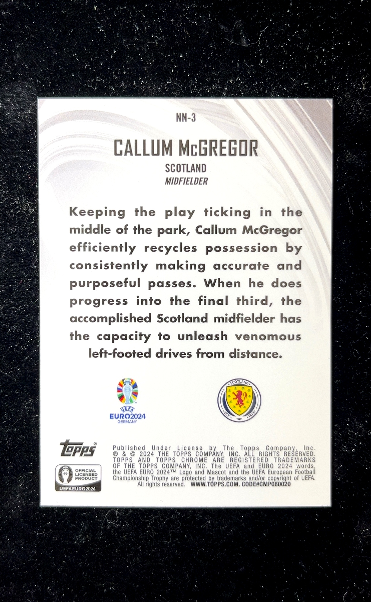 【小白1%代卖】2024 Topps Chrome UEFA EURO CALLUM McGRIGOR 卡勒姆·麦格雷戈 银折 折射 极具价值 收藏必备 SCOTLAND 0606