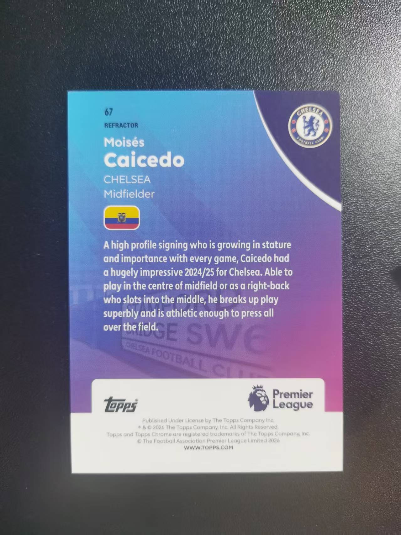 2026 Topps Chrome Moisés Caicedo 莫伊斯卡塞多 切尔西 英超TC 折射 收藏凑套 卡品如图 免费代拍CC06