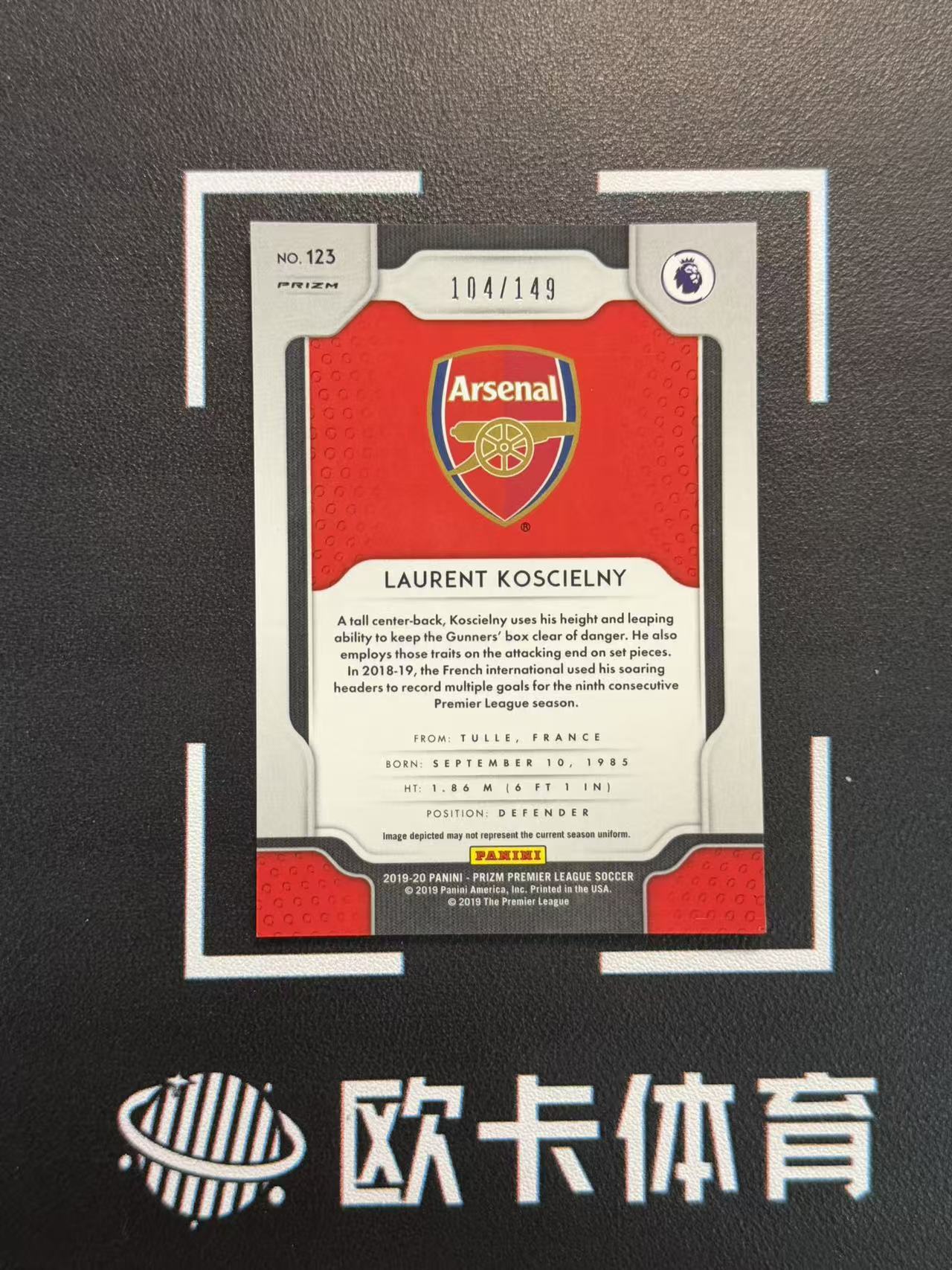 2019-20 Panini Prizm Laurent Koscielny 【欧卡体育】元年 英超pz 科斯切尔尼 149编 红折 阿森纳 卡品如图(DoubleX)