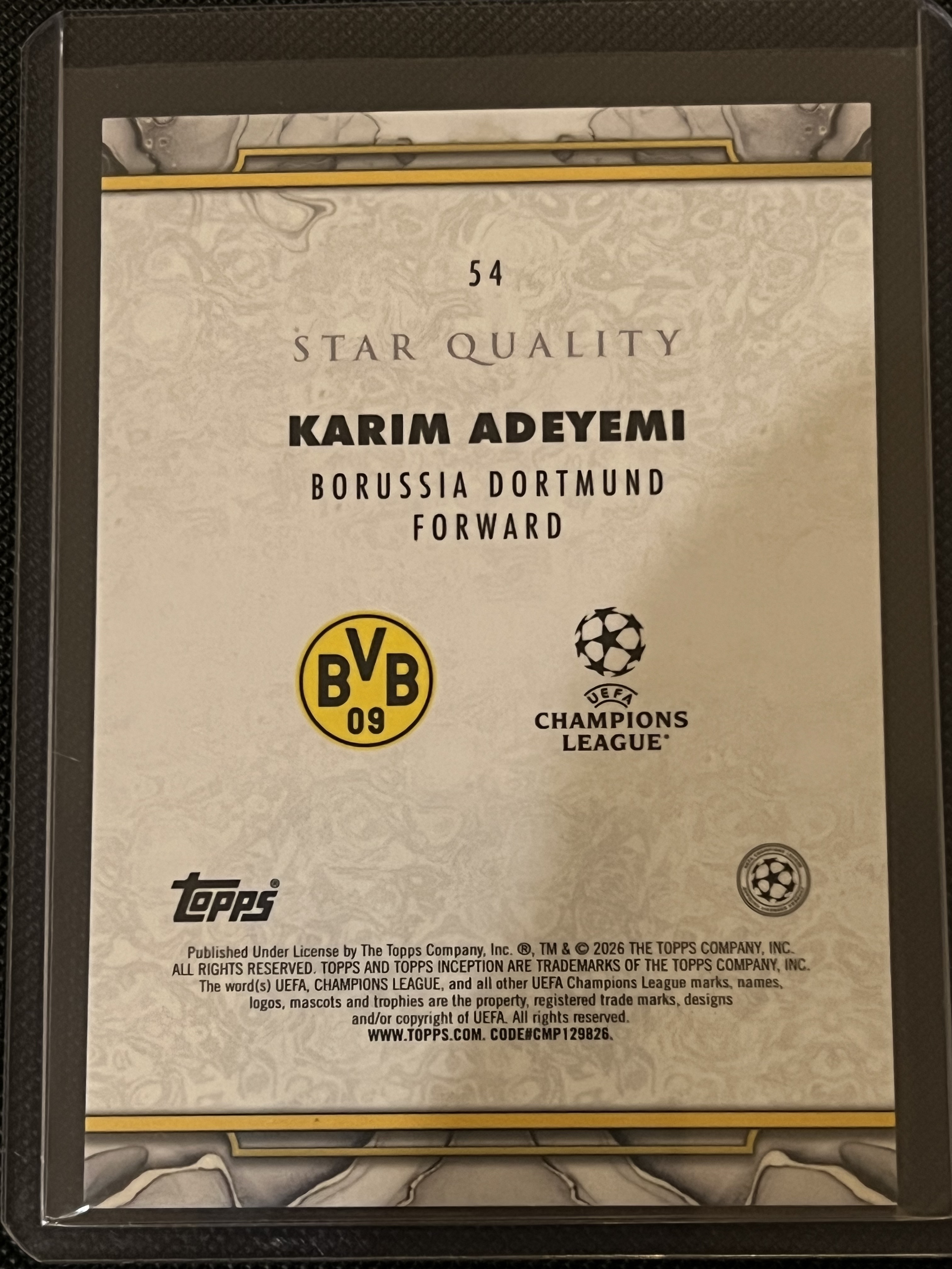2026 Topps INCEPTION Karim Adeyemi #54 多特蒙德 卡里姆·阿德耶米 125编 粉平行 折射卡 正base!!凑套必备!!
