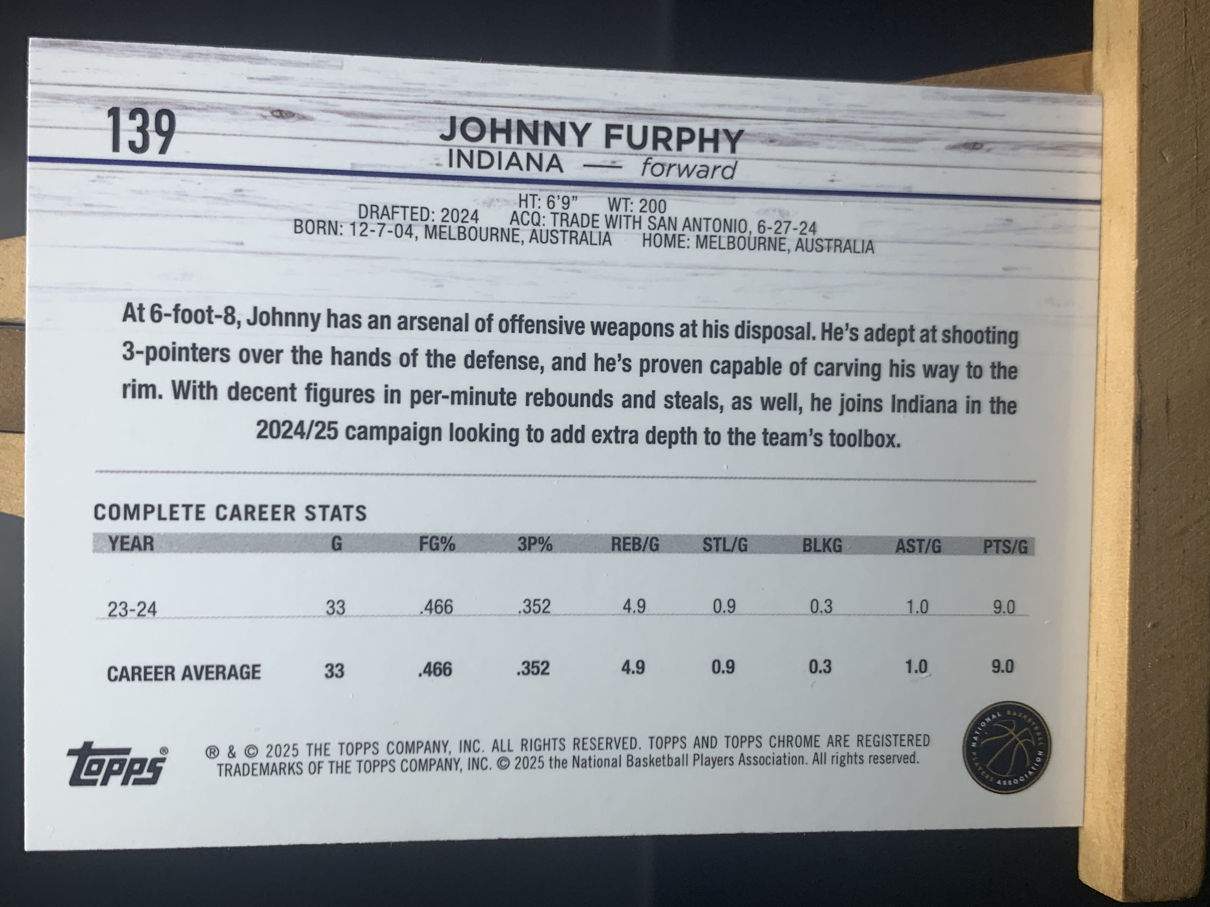 (S4) 2025 TOPPS 折射 新秀RC 约翰尼 弗菲 近期大热球星 收藏必备 卡品如图 ! ! !