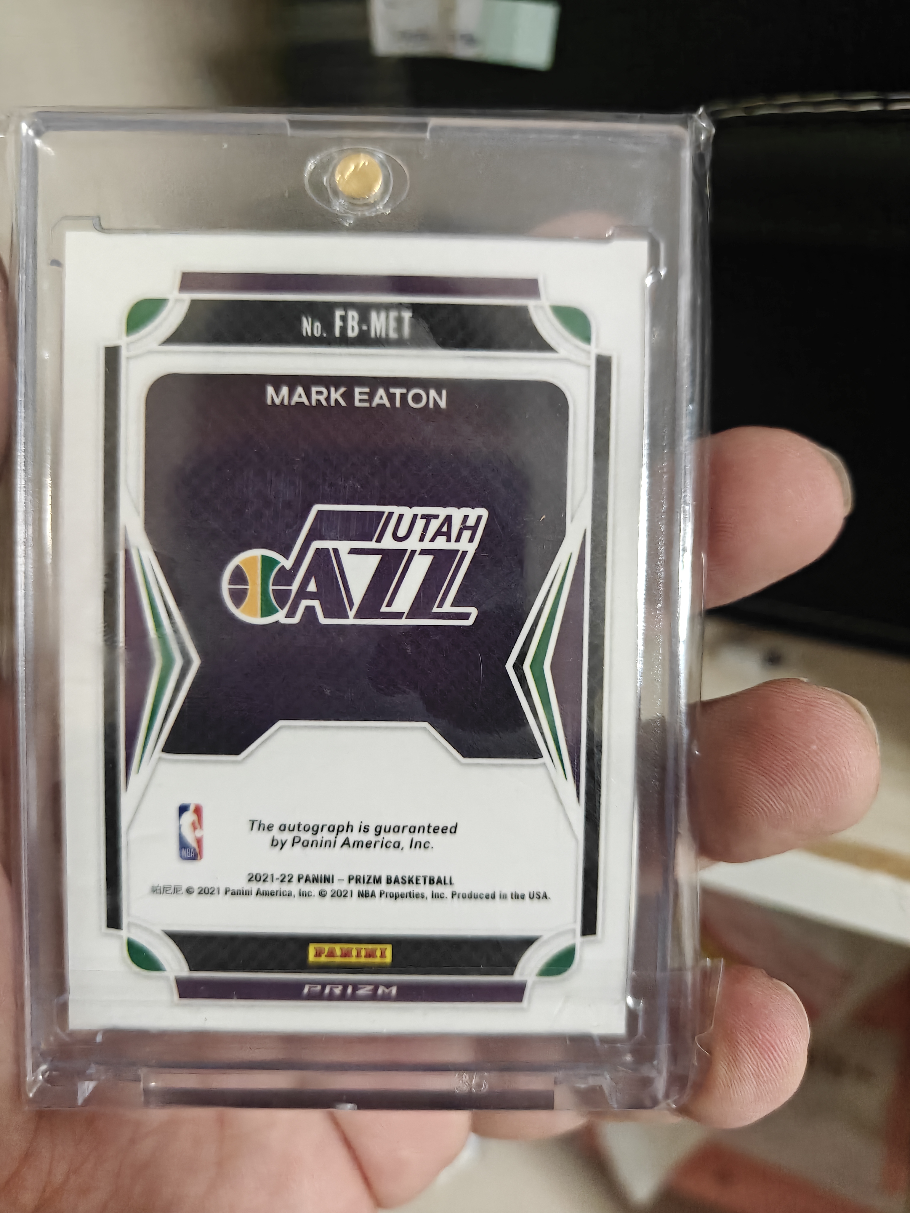 2021-22 Panini Prizm Mark Eaton #FB-MET PZ 马克伊顿 马克 折射 银泡泡折 快攻 伊顿 贴签 爵士 签字 泡泡折