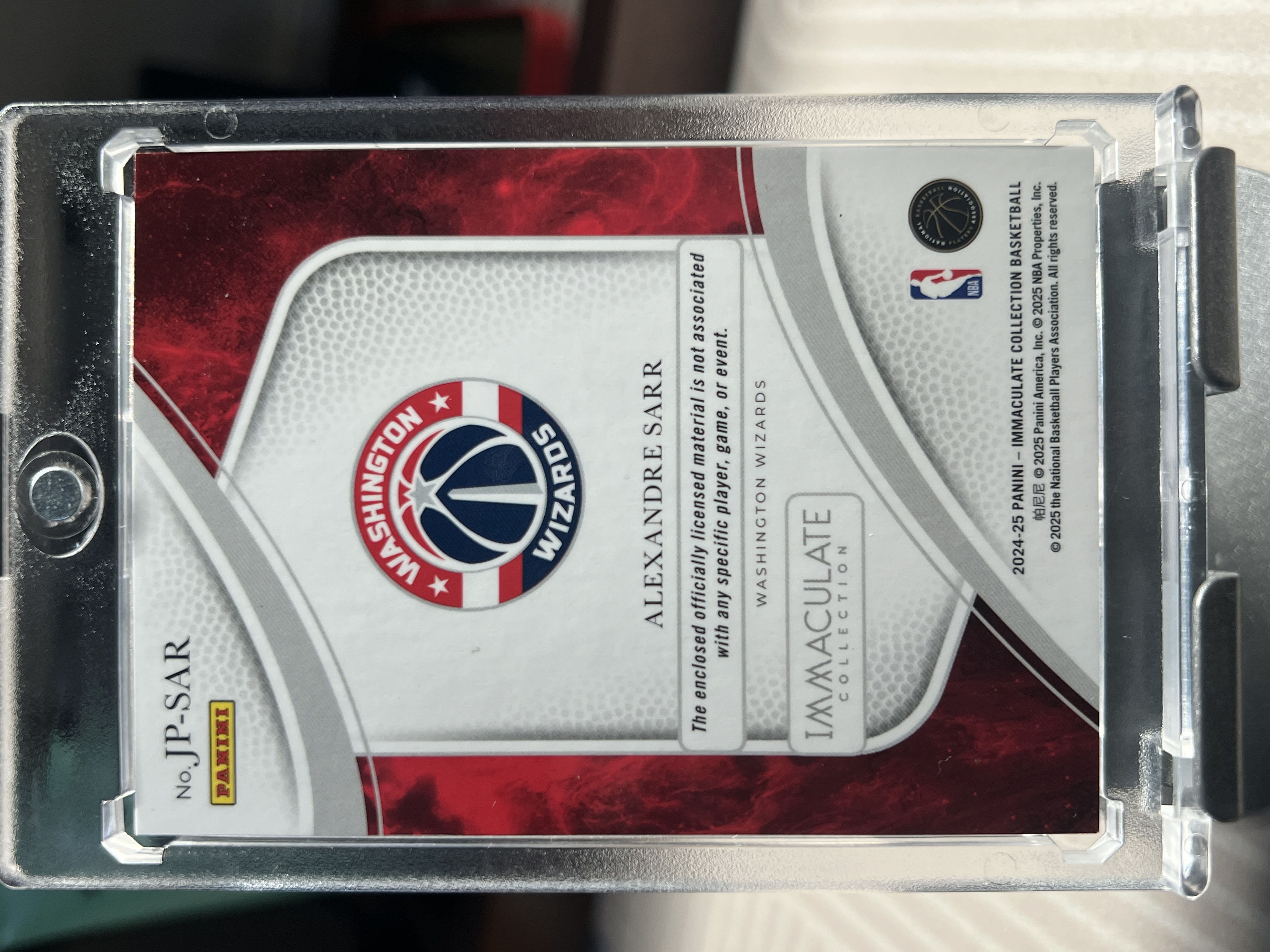 2024-25 Panini Immaculate Alex Sarr RC 亚历克斯 萨尔 jersey number 字母切割 37/50编 华盛顿奇才