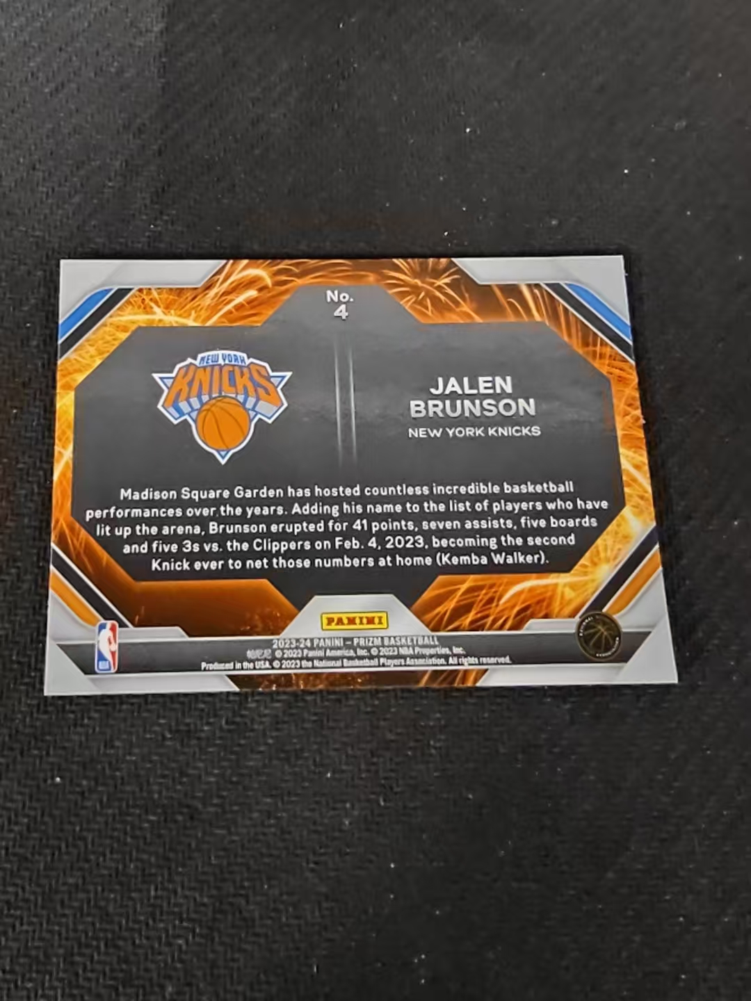 【可合并,不累计】2023-24 Panini Prizm Jalen Brunson 贾伦 布伦森 尼克斯 烟花特卡 PZ 不保卡品 介意勿拍 #4