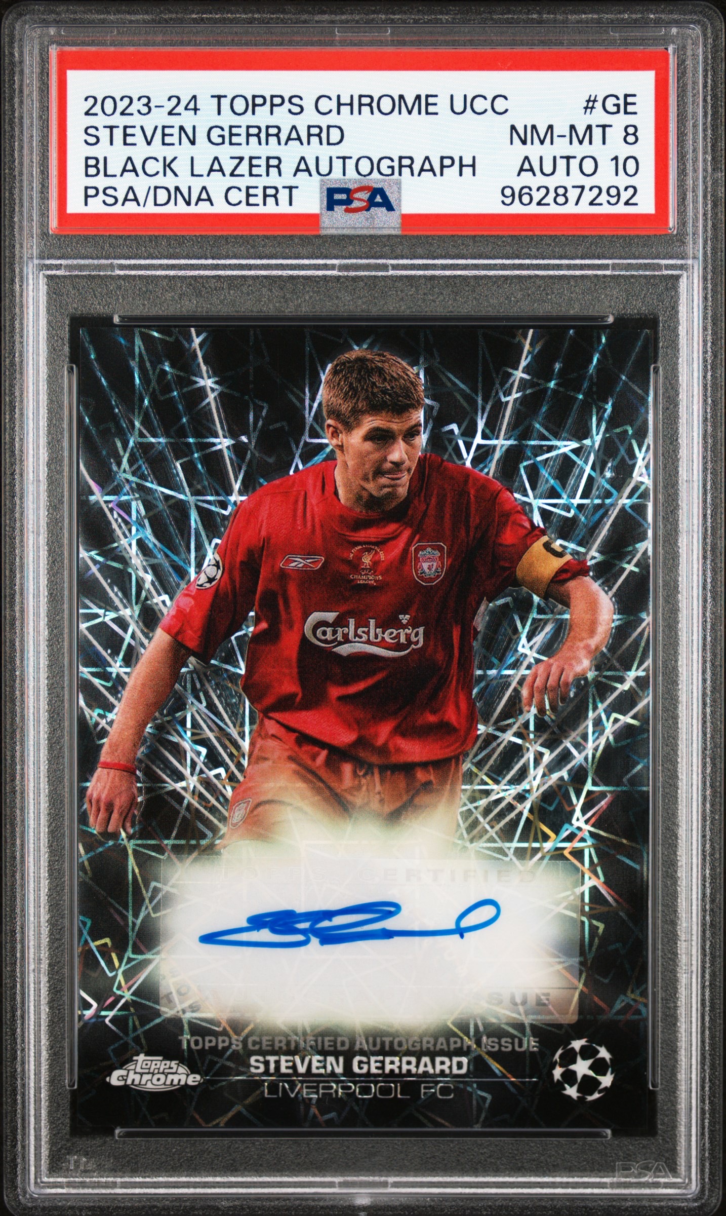 2023-24 Topps Chrome Steven Gerrard 史蒂夫 杰拉德 利物浦 竞技场 签字 黑镭射签 PSA签字10分 实卡好看