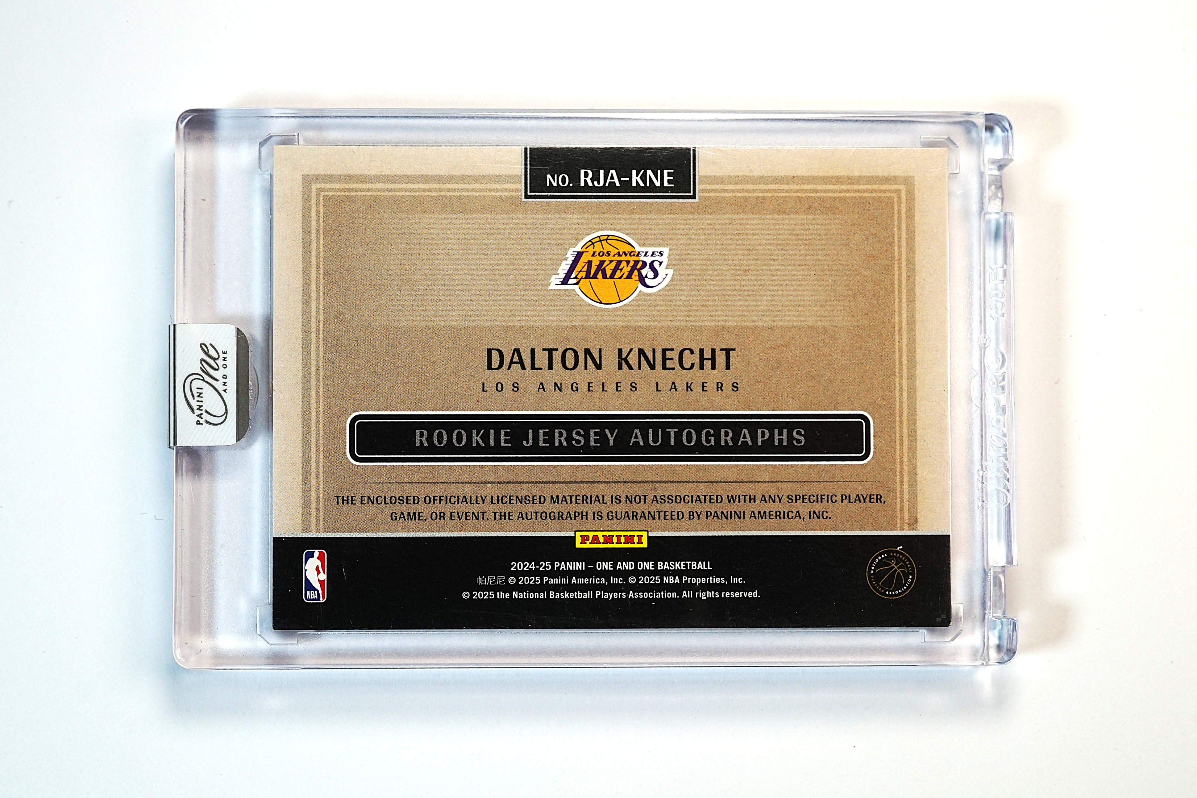 2024-25 Panini One and One Dalton Knecht RC 多尔顿 克内克特 63/99编 新秀 RPA 签字 卡签 三色球衣实物料 暴力切割 原封砖 湖人 东契奇队友