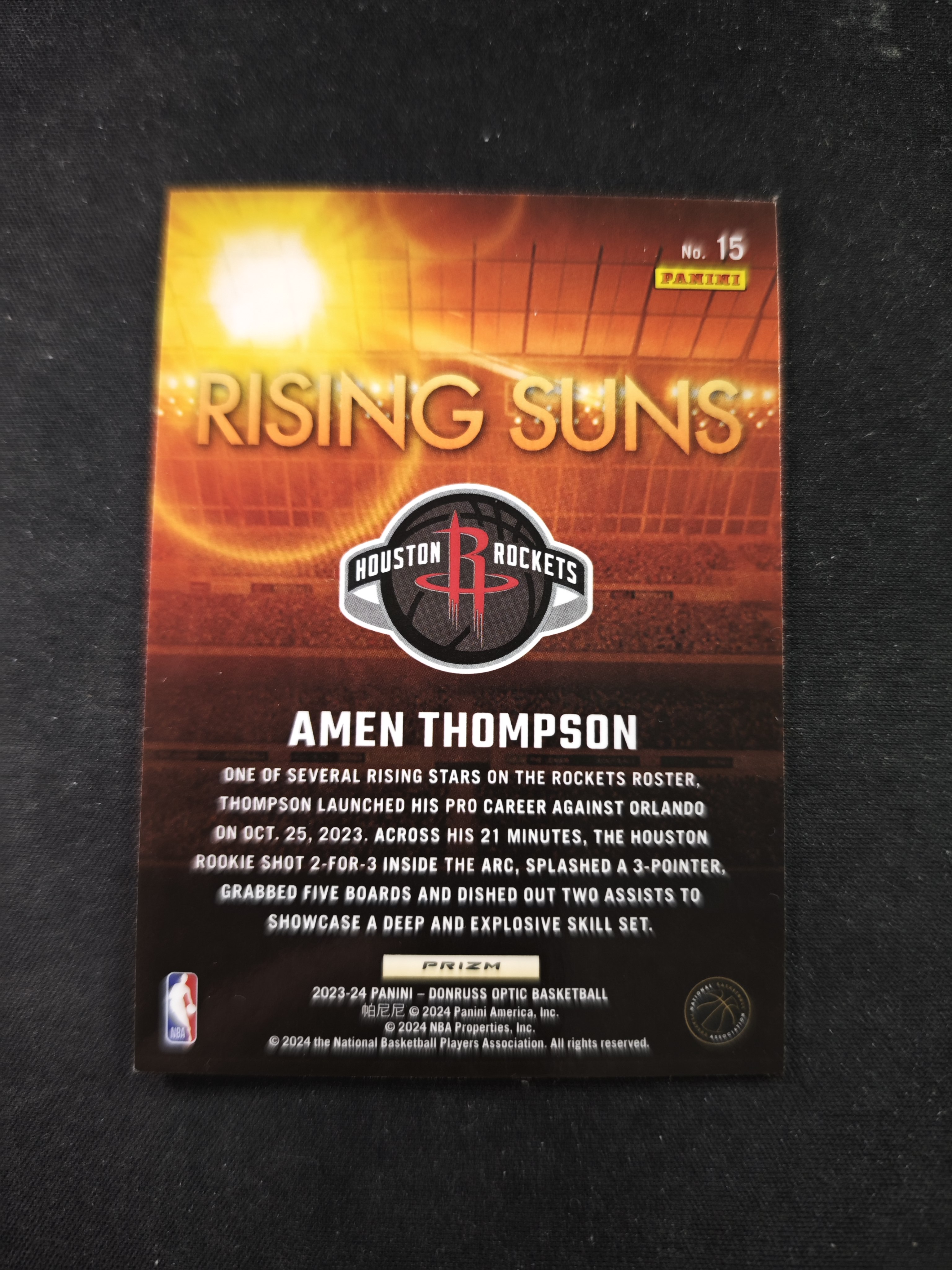 【蛤蟆特卖】阿门 汤普森 2023-24 PANINI OPTIC系列 新秀RC 经典折射 超级漂亮 稀有好卡 边角微瑕 卡品如图 专收必备!