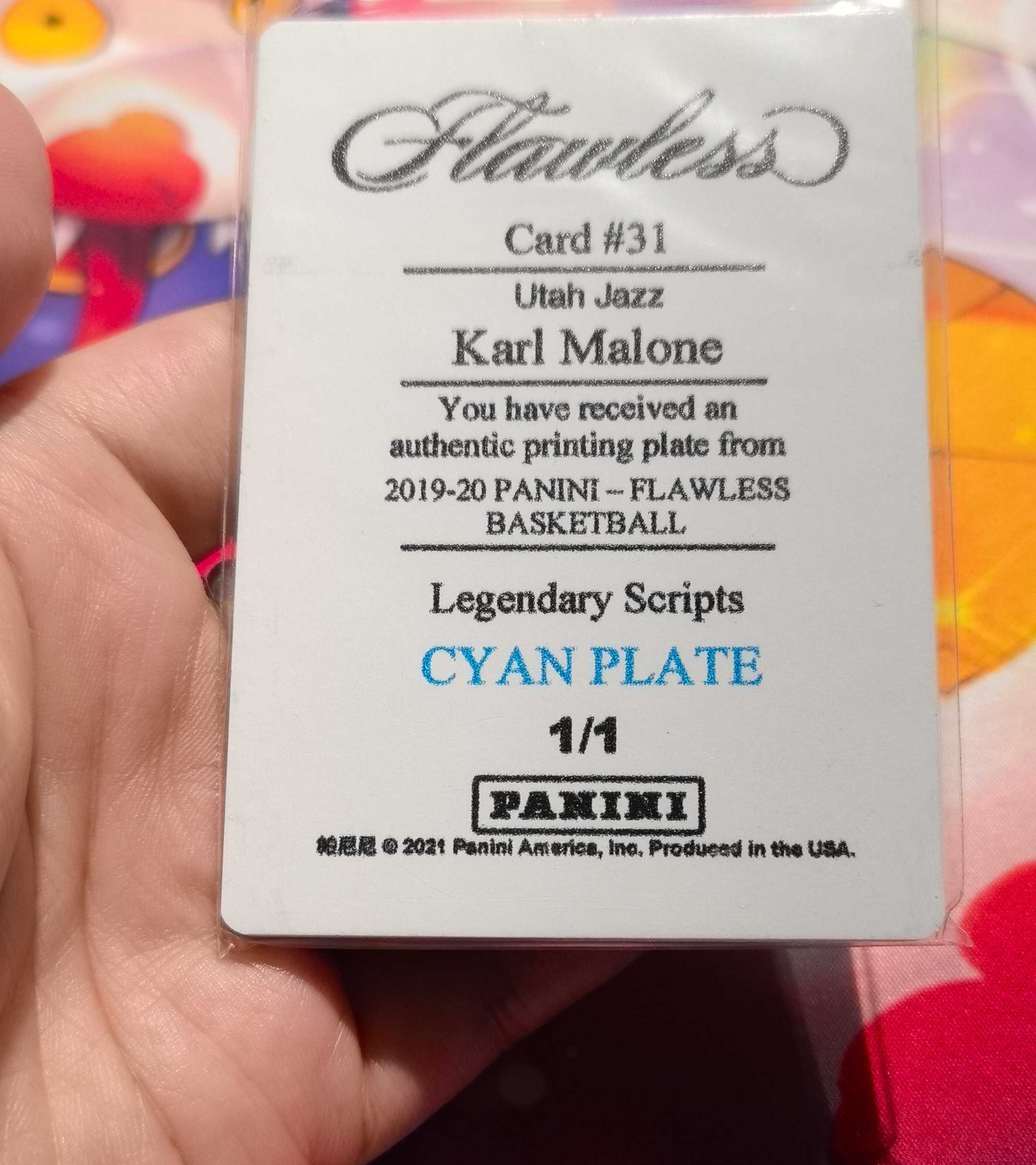 2021 Panini Flawless Karl Malone 卡尔 马龙 1/1 模板 凑套必备