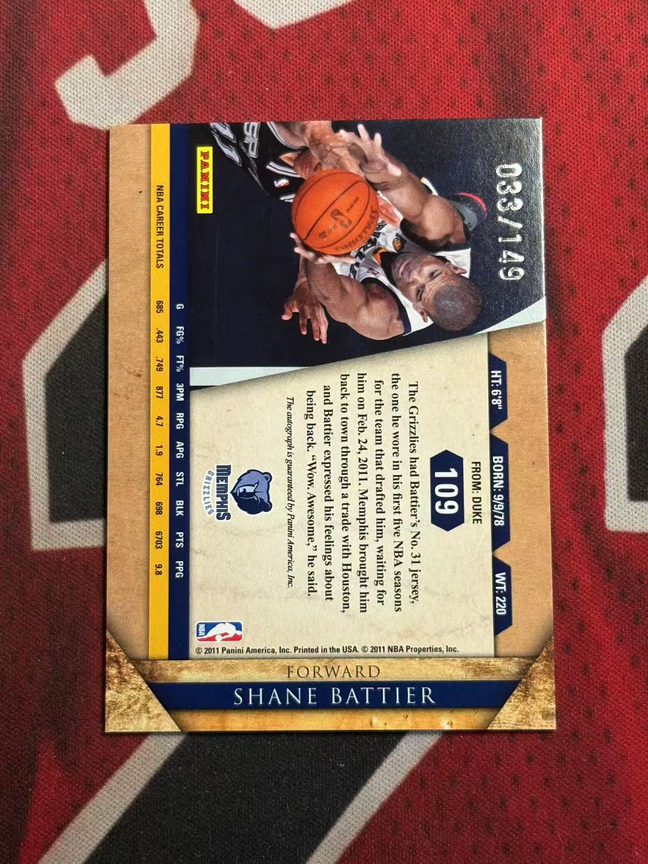 2010-11 PANINI GOLD STANDARD Shane Battier 金砖系列 灰熊/火箭名宿 总裁 肖恩巴蒂尔 149编 签字卡 银折 折射 专收凑套必备【烂臭嘴拍卖】