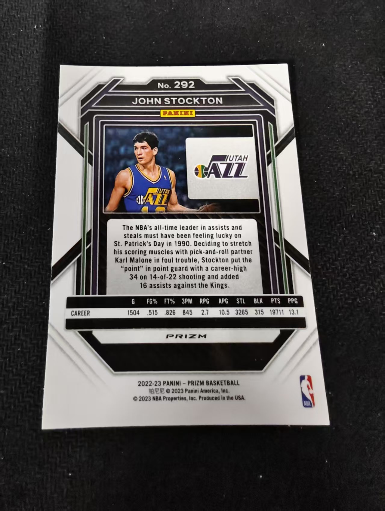 2022-23 Panini Prizm John Stockton 约翰 斯托克顿 爵士 hyper折 PZ 划痕 边角瑕疵 #292