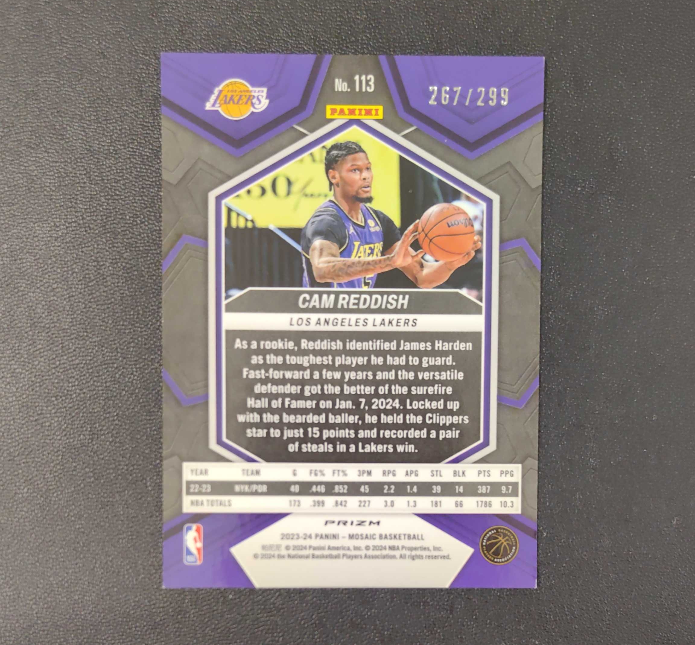 2023-24 Panini Mosaic Cam Reddish 马赛克 湖人 卡姆 雷迪什 /299编 东契奇 sga 库里 文班亚马 詹姆斯 多张再拍