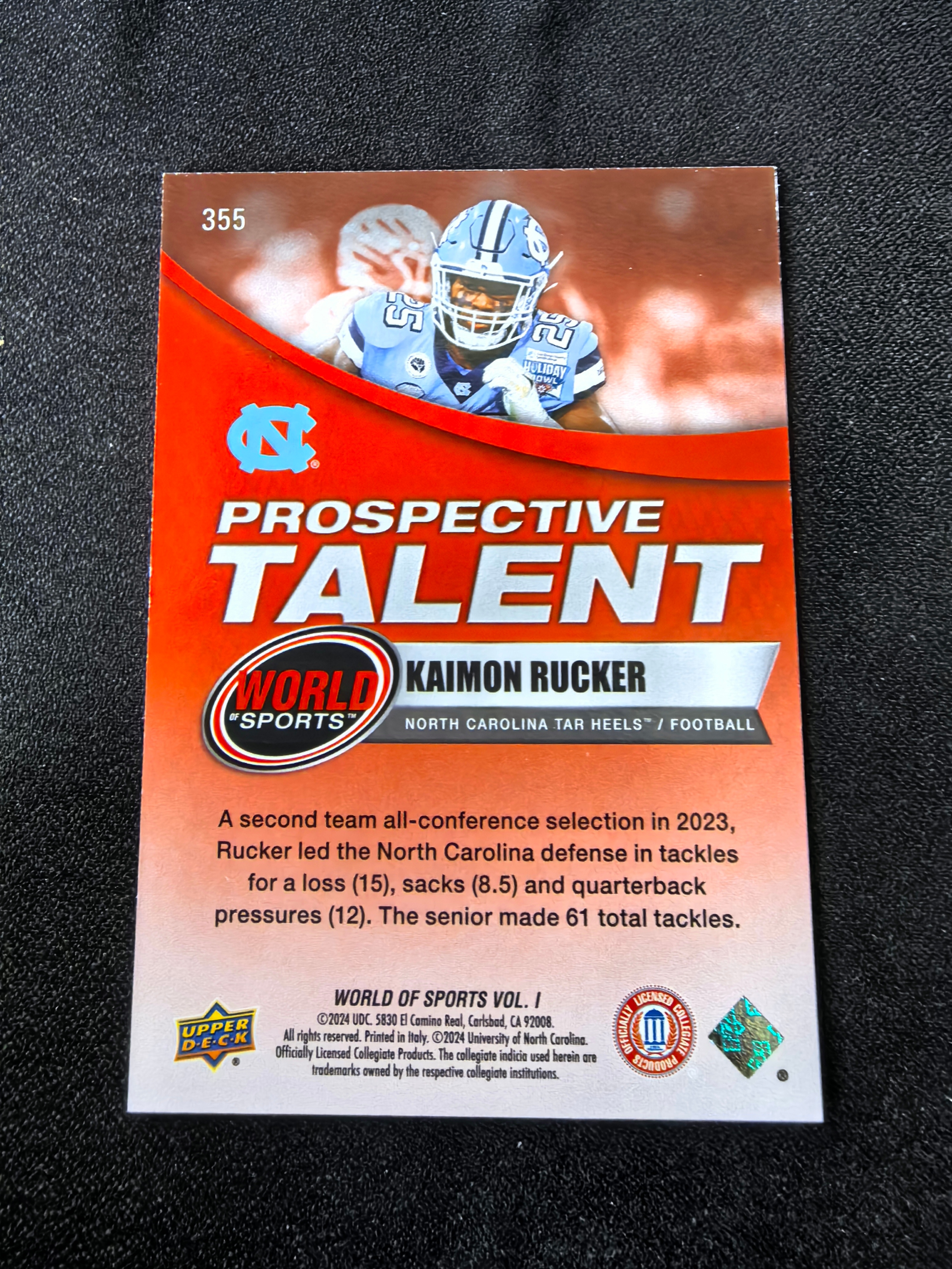 Kaimon Rucker Nfl 2024 Upper Deck World of Sports Kaimon Rucker 凯蒙 拉克 067/100编 世界名人系列 NFL ...