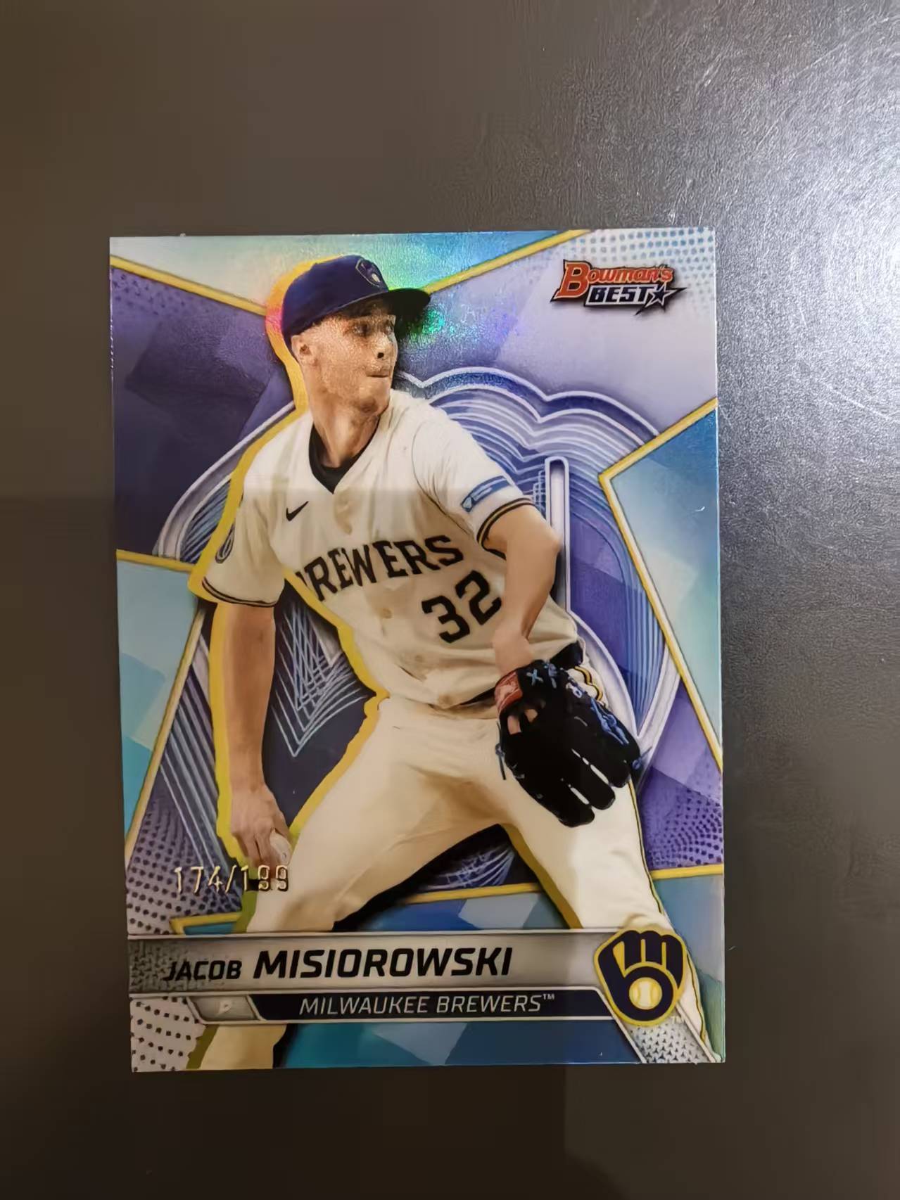 2025 Topps Bowmans Best Jacob Misiorowski MLB 大联盟 密尔沃基酿酒人 新秀投手 雅各布 米西奥罗夫斯基 长颈鹿 /199编 青折 卡品如图 凑套收藏