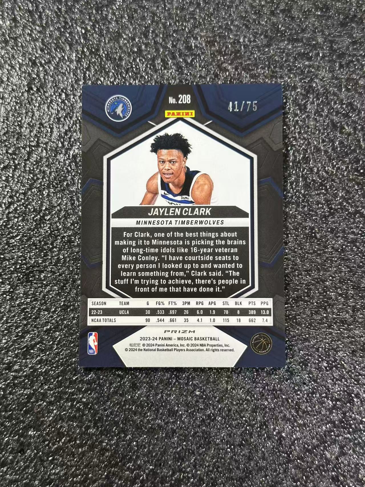 Basketball 杰伦 皮克特 Jalen Pickett 马赛克 RC 75编 2023-24 NBA 美职篮 卡品如图 瑕疵如图 非常好看 值得收藏 B1G610