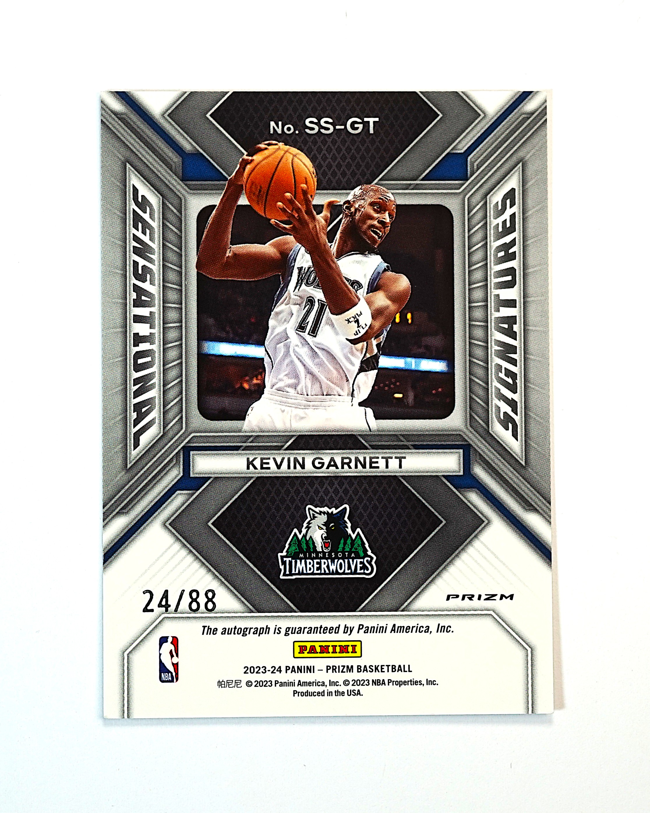 2023-24 Panini Prizm Kevin Garnett 凯文 加内特 24/88编 签字 SS签 红圈圈折 猝死独占 森林狼名宿 狼王 专收必备 卡品微瑕如图【DD】