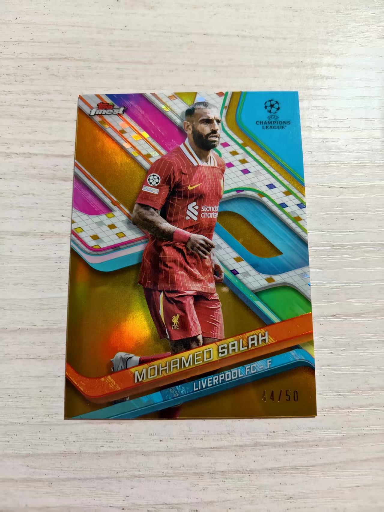 2025 Topps Finest Mohamed Salah 【西北拍卖】topps欧冠finest 萨拉赫 44/50编金折 利物浦 埃及 行