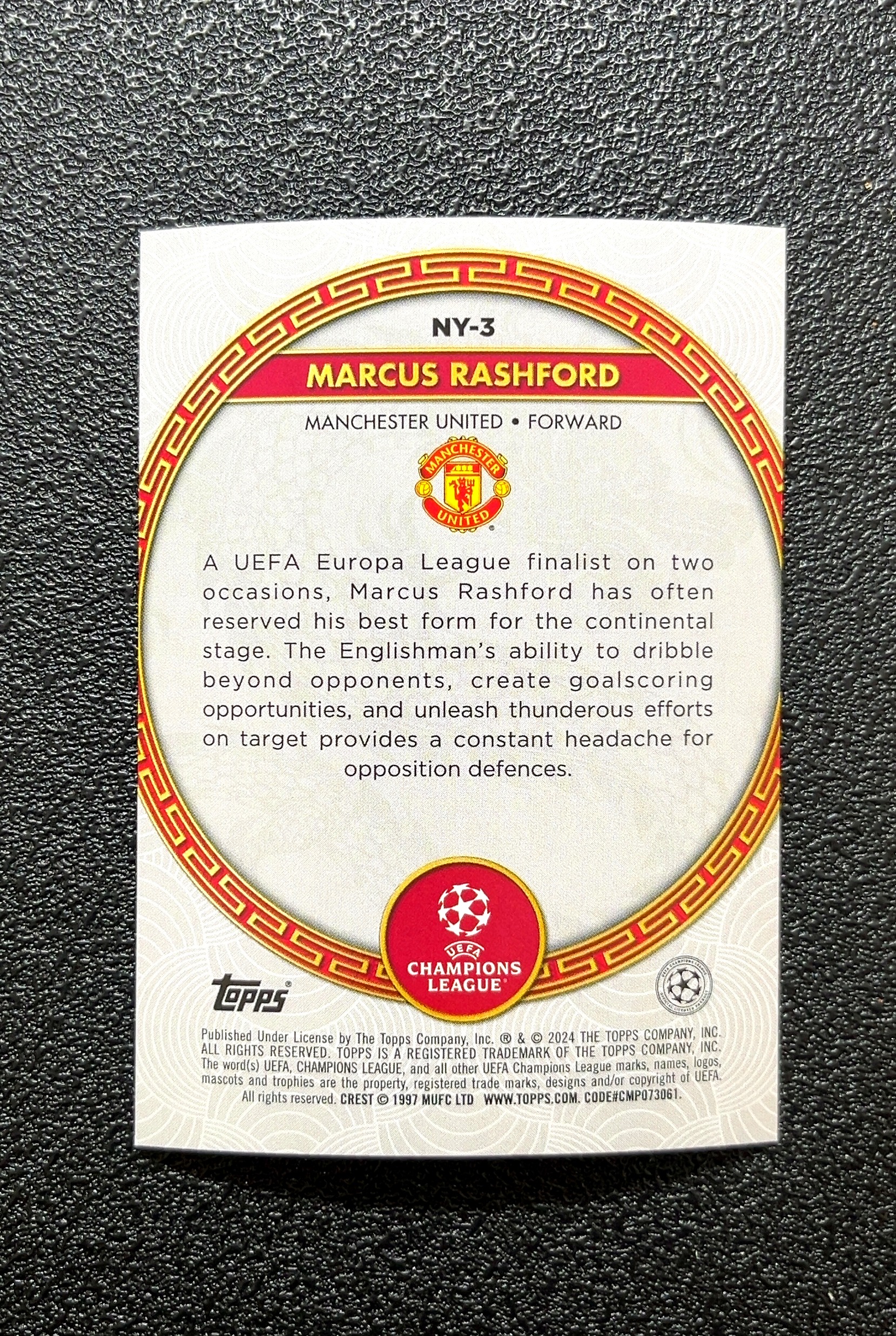 【岛屿拍卖】2024 Topps Dragon Dragon 龙 Marcus Rashford 马库斯·拉什福德 碧玉折 折射 卡品如图 高价值 #NY-3 Manchester 0007#454