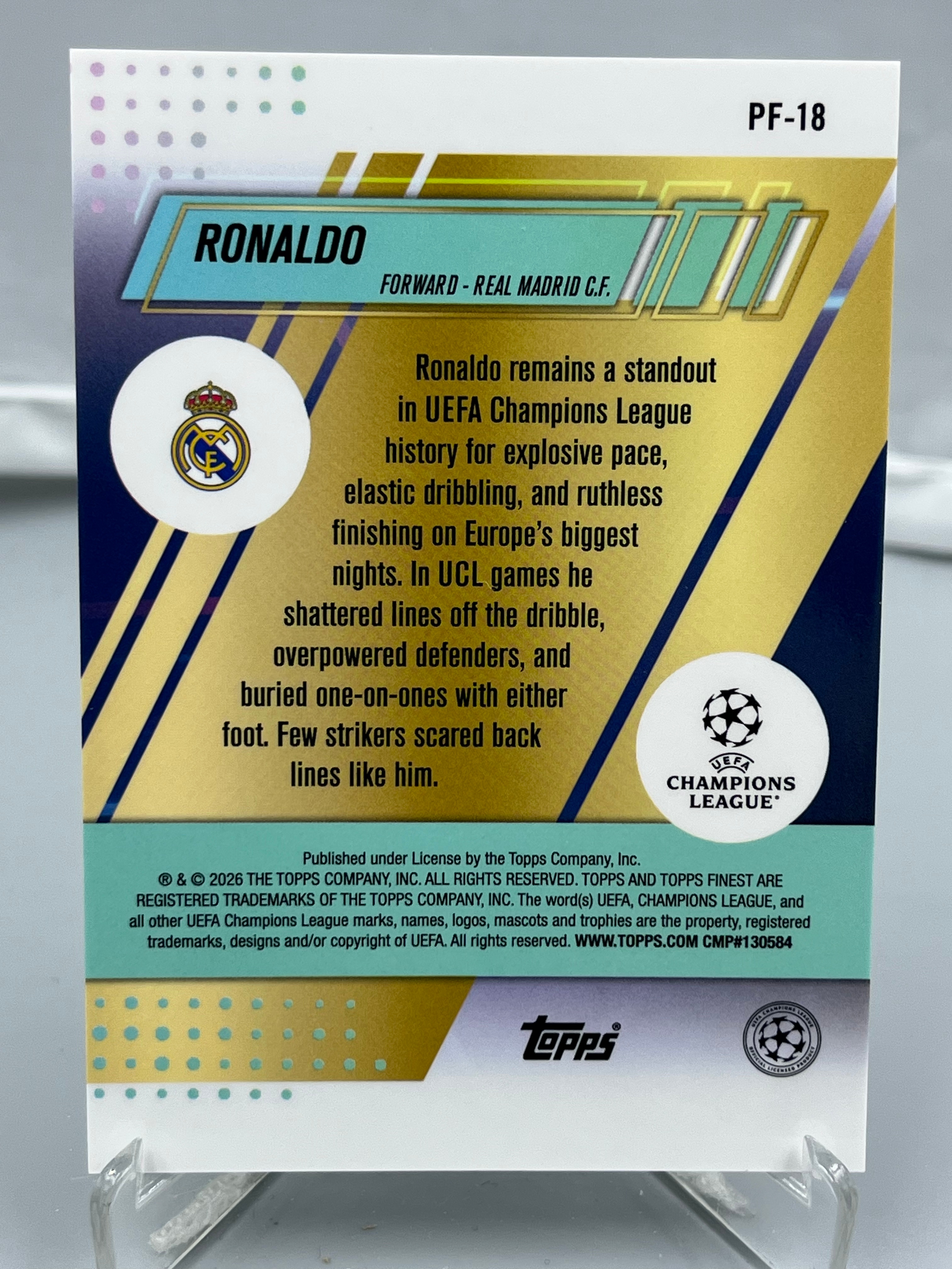 2026 Topps Finest Ronaldo 欧冠欧战 罗纳尔多 大罗 皇马 典范球员 特卡 银折 折射 皇家马德里【暴富 LK张】ta964