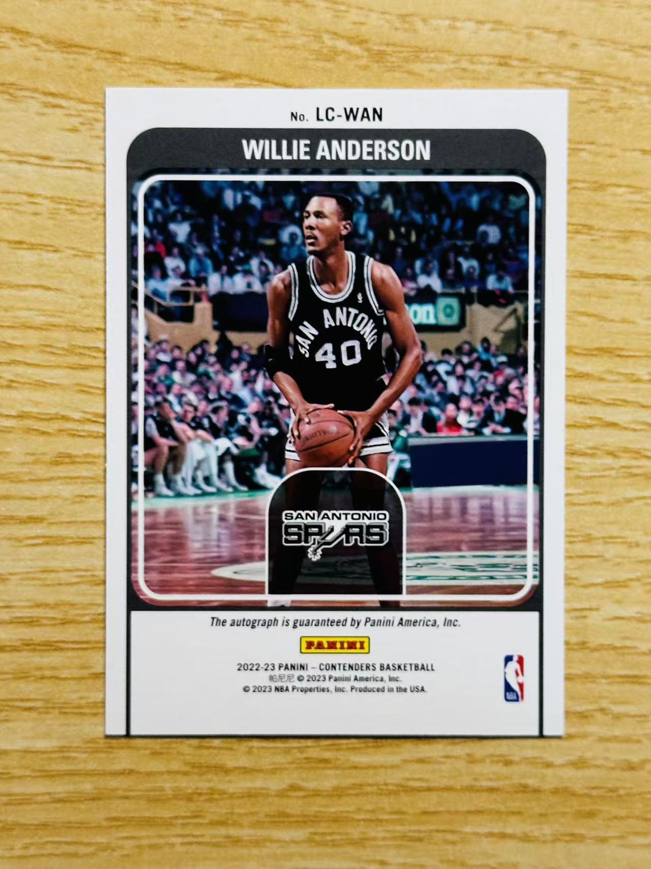2022-23 Panini Contenders Willie Anderson 嘿嘿代卖 球票 威利 安德森 签字 199编 马刺 收藏必备