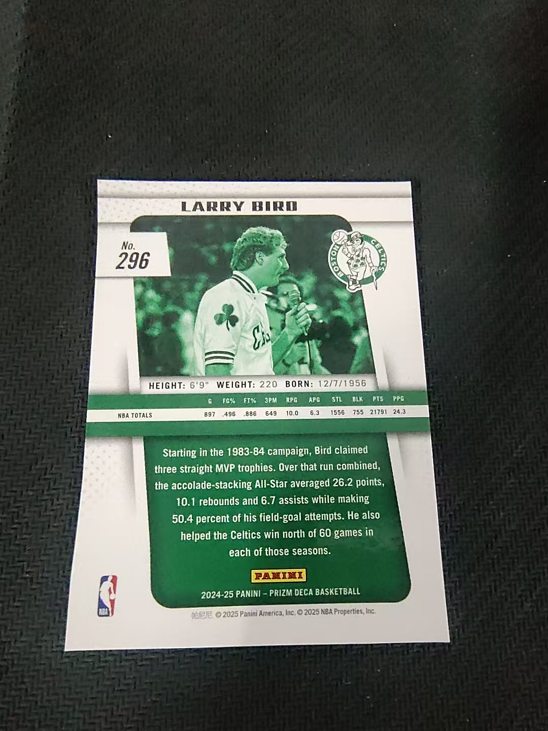 【可合并,不累计】2024-25 Panini Prizm Larry Bird DECA 凯人特人 拉里伯德 PZ 复刻 MVP 捧杯 划痕 边角瑕疵 #296