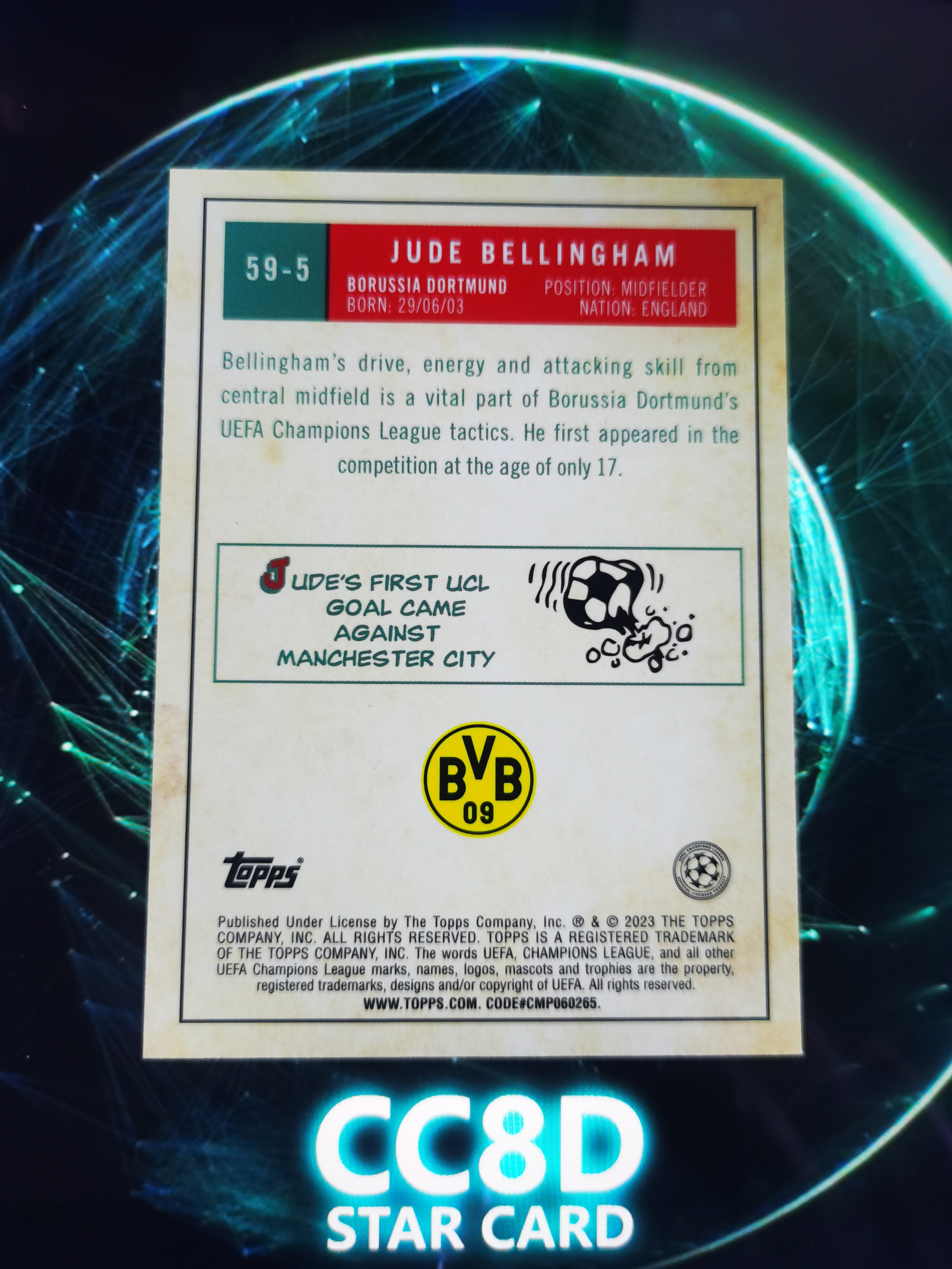 2023 Topps UEFA Champions League Jude Bellingham 欧冠 贝林厄姆 特卡 多特蒙德 皇马 英格兰