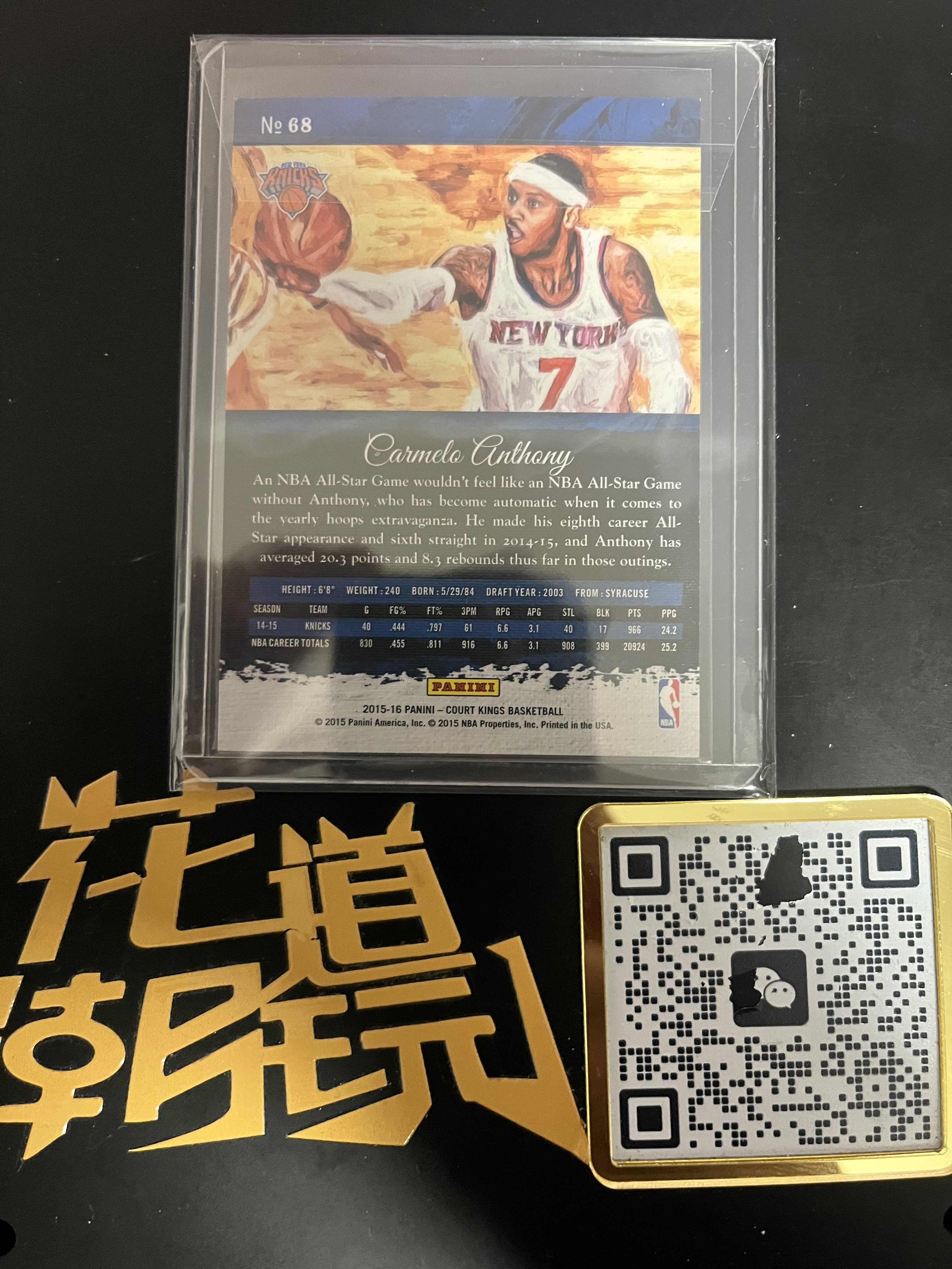 2015-16 Panini Court Kings Carmelo Anthony #68 卡梅隆 安东尼 油画 甜瓜 尼克斯 卡品如图 只合并当日订单 【金叔代拍噗噗】