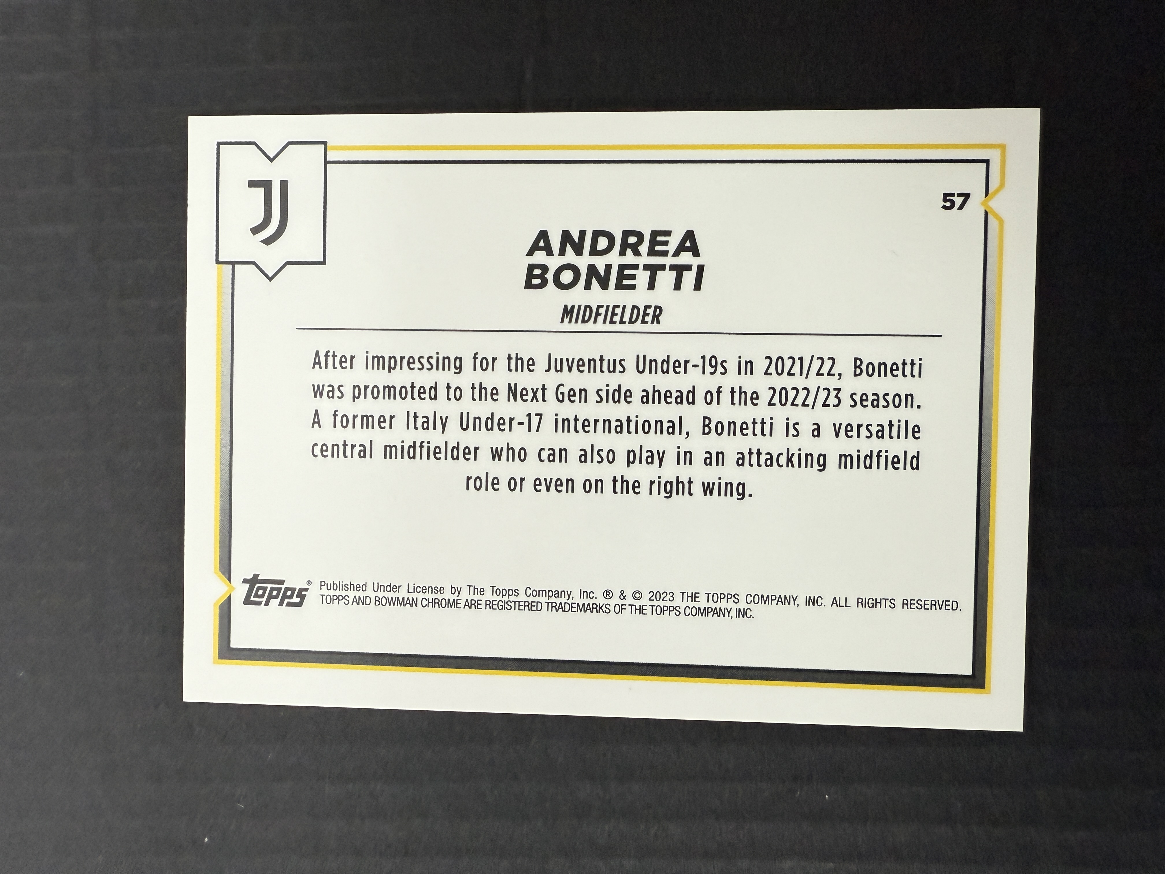 【GOAT山羊拍卖】D哥 2023-24赛季 topps chrome尤文图斯队盒系列 博内蒂 新秀bowman粉折 /125 尤文图斯 品相如图
