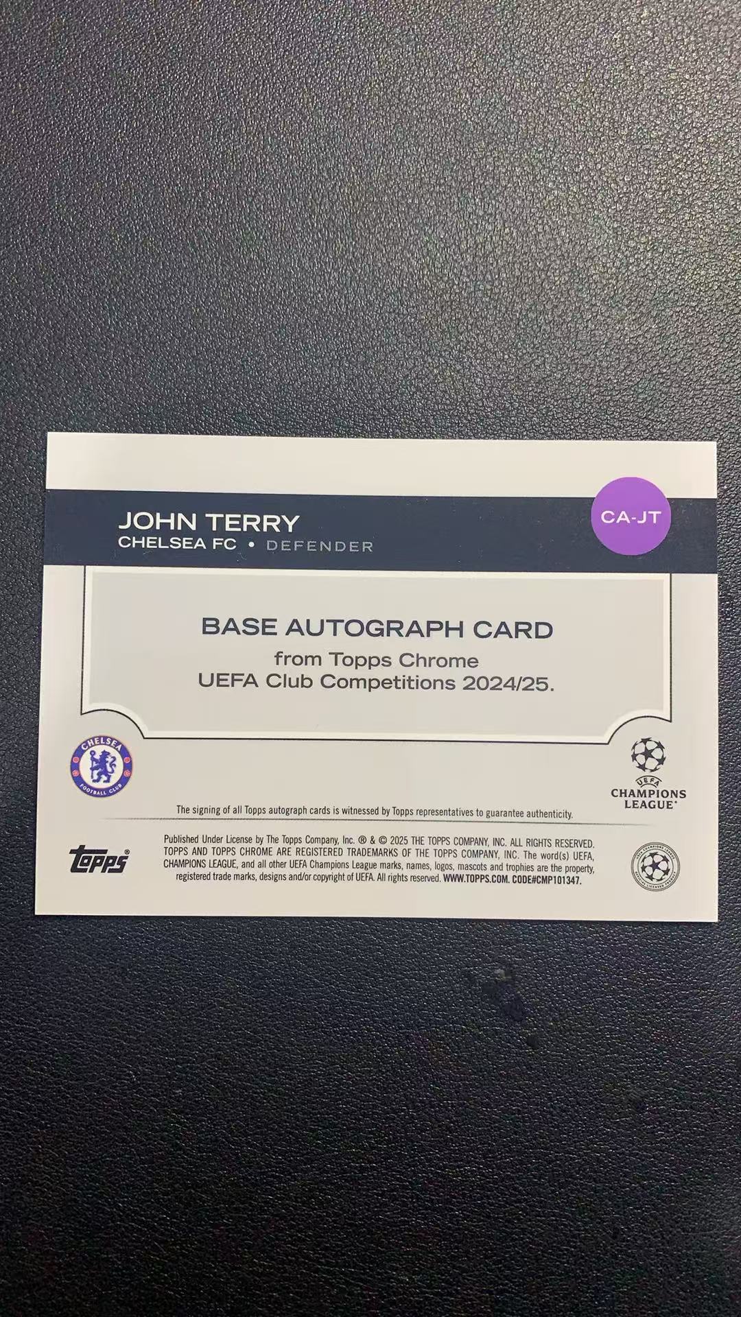 2024-25 Topps Chrome John Terry 欧战TC 切尔西 约翰 特里 150编 签字 签名 蓝折 折射卡品如图 xing