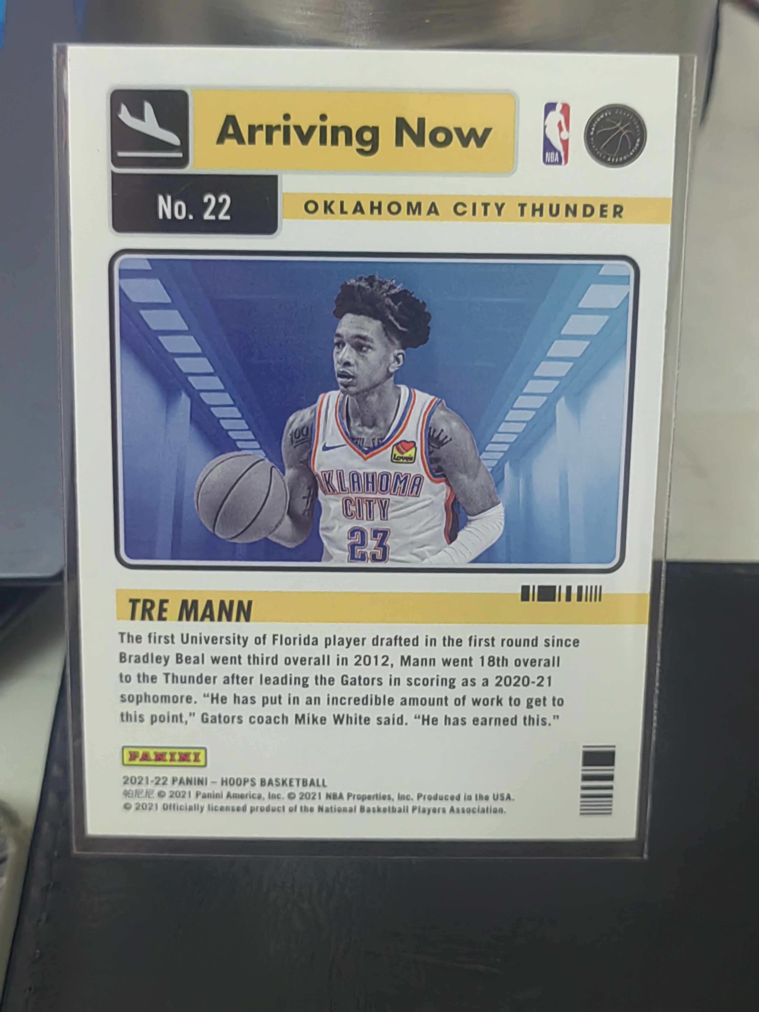 2021-22 Panini NBA Hoops Tre Mann RC Hoops 特雷曼 特雷曼恩 黄蜂 雷霆 新秀 机场 到达 特卡 篮 白边白角 不保卡品 卡品如图