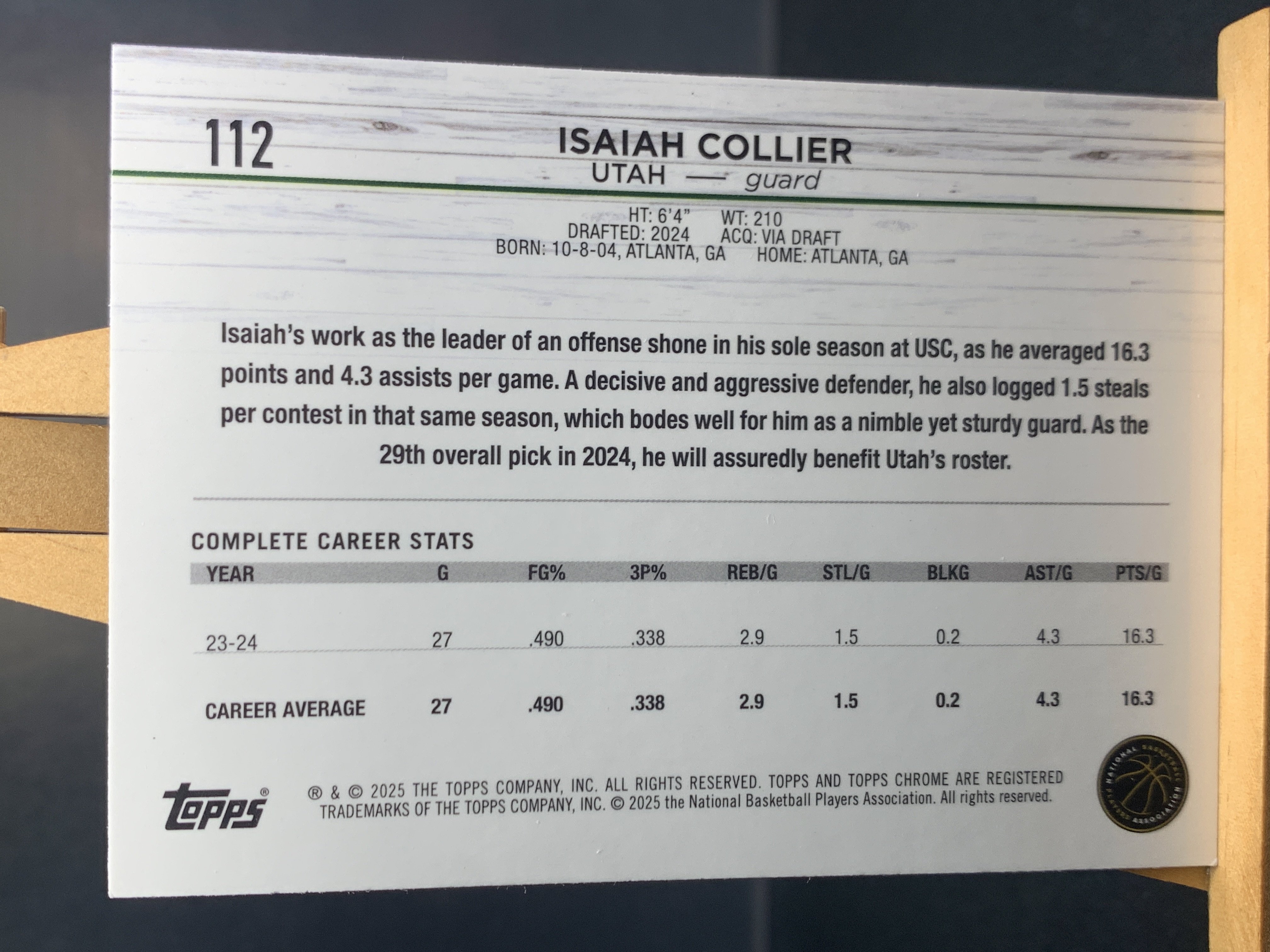 (S8) 2025 TOPPS 折射 新秀RC 以赛亚 科利尔 近期大热球星 收藏必备 卡品如图 ! ! !