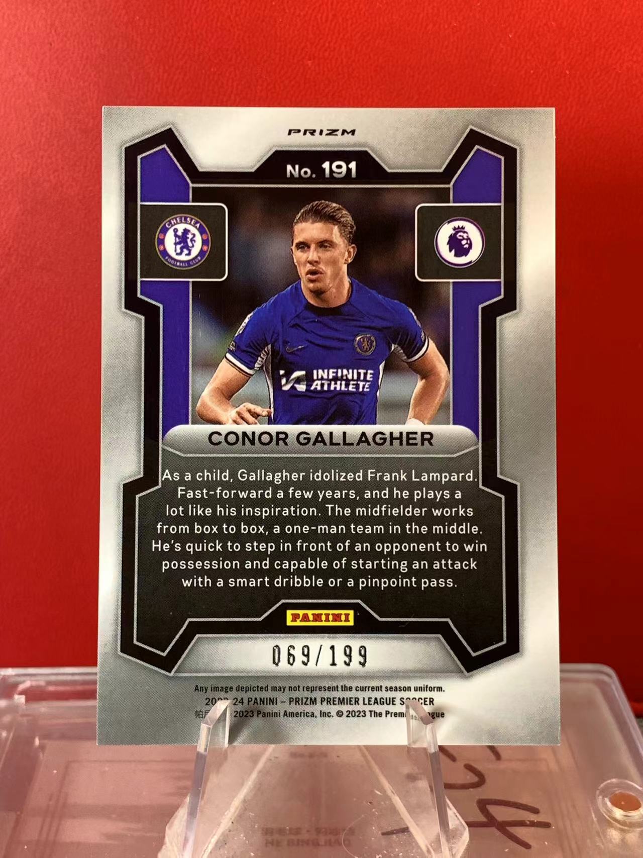 (詹叔代拍)2023-24 Panini Prizm Conor Gallagher 加拉格尔 切尔西 英超 马竞 069/199编 红折 顺丰寄付 泰山