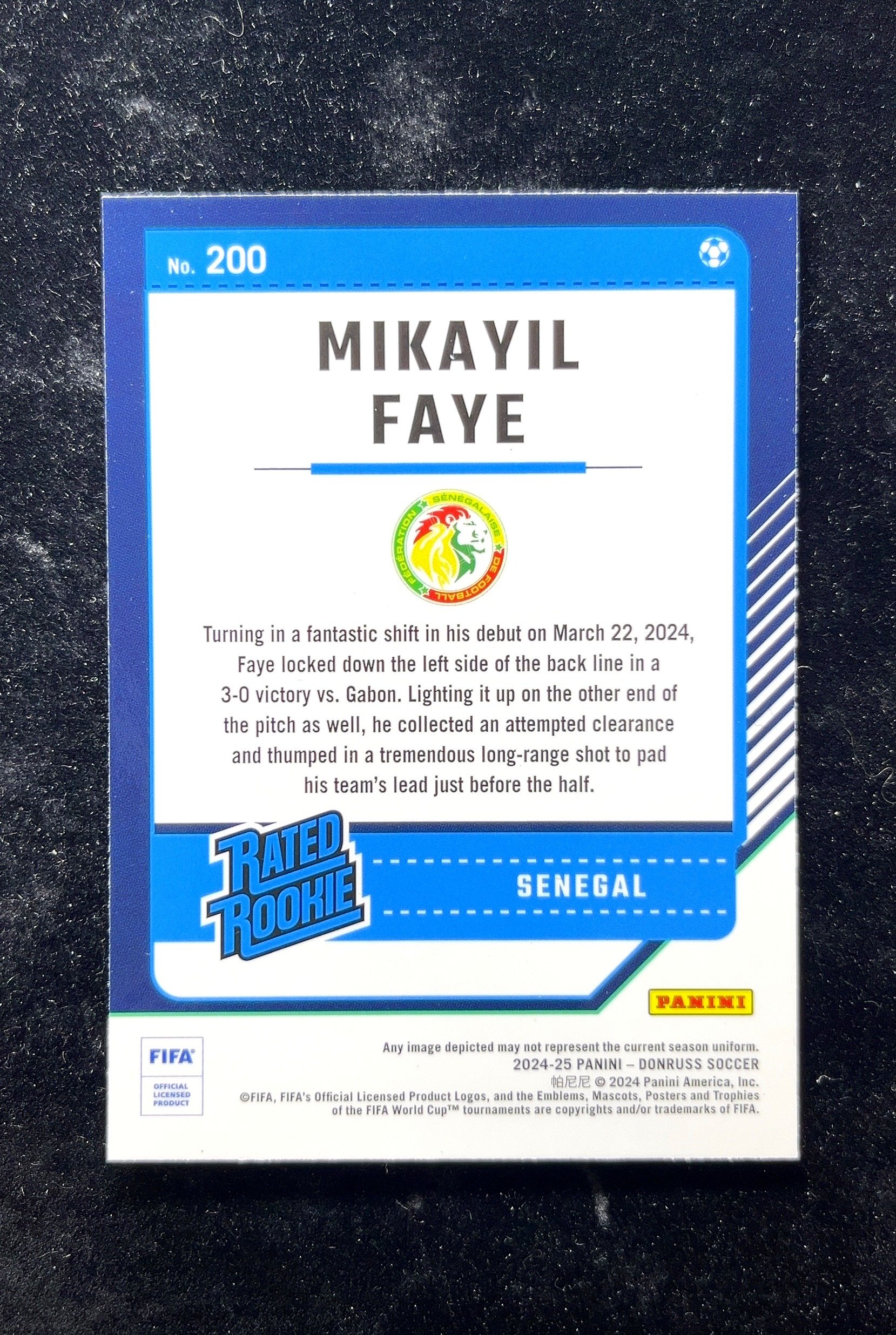 【小白1%代卖】2024-25 Panini Donruss Optic O版 Mikayil Faye 米卡伊尔·法耶 新秀 RC 卡品如图 高价值 #200 Senegal 塞内加尔 0702