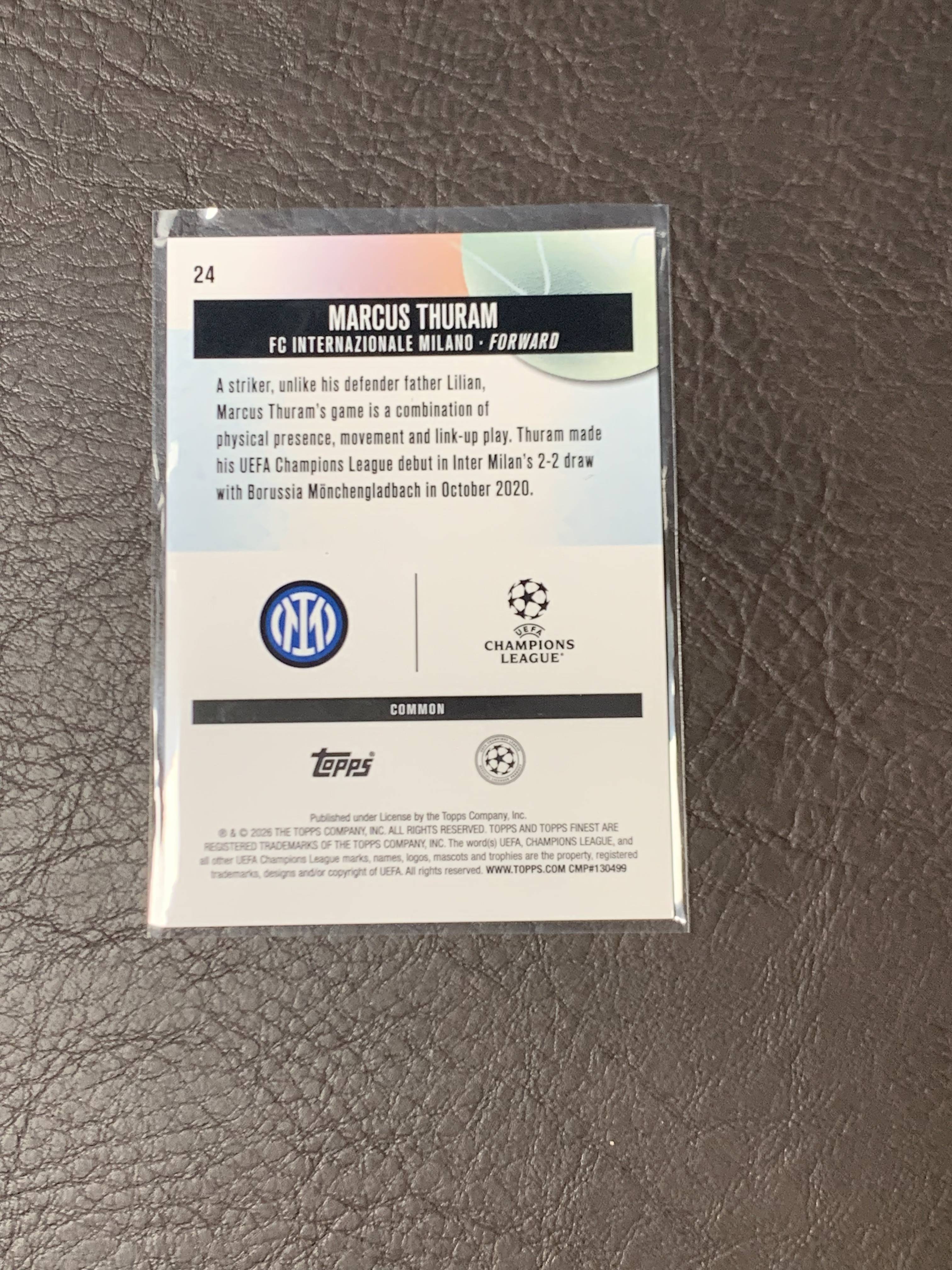 2026 Topps Finest Marcus Thuram #24 欧冠 Base /200编 图拉姆 蓝折