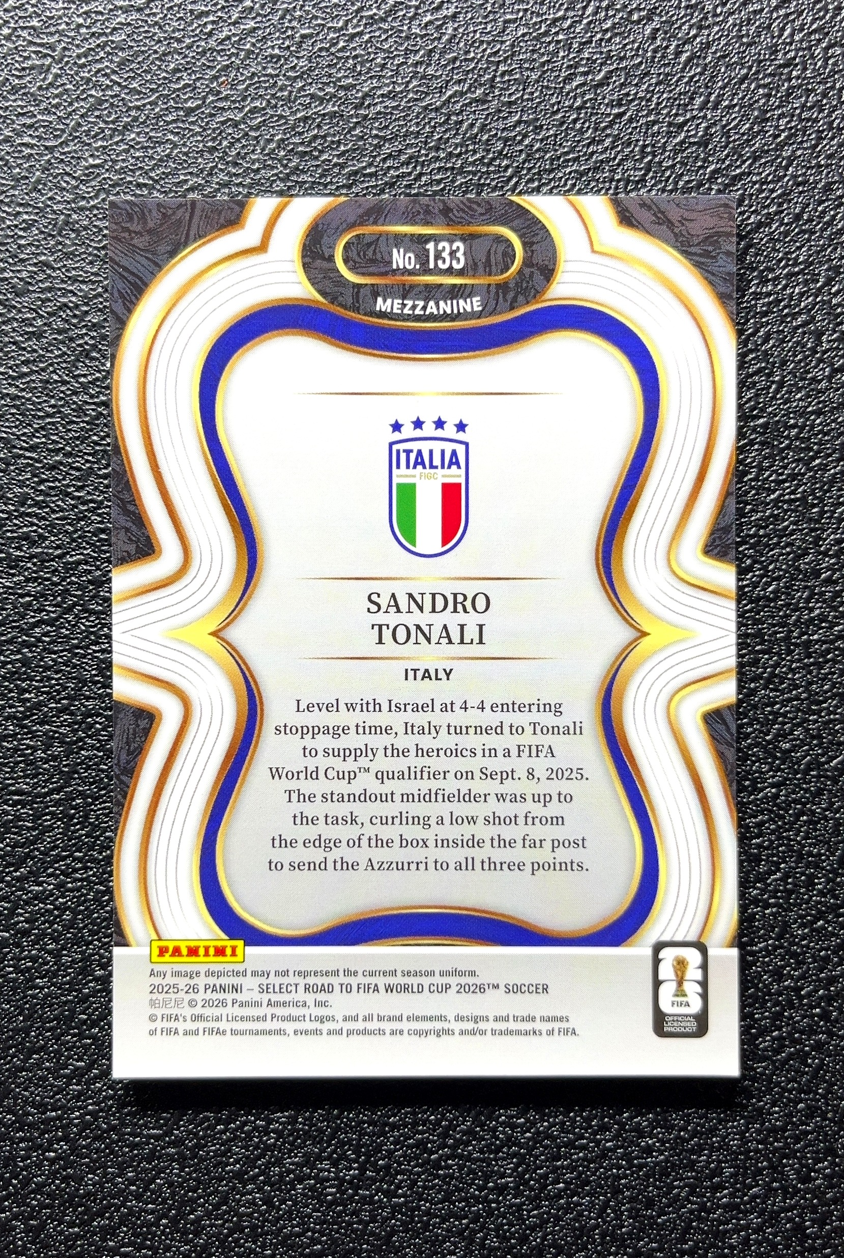 【小白1%代卖】2025 Panini SELECT ROAD TO FIFA WORLD CUP 2026 世界杯之路 Sandro Tonali 桑德罗·托纳利 卡品如图 高价值 0808
