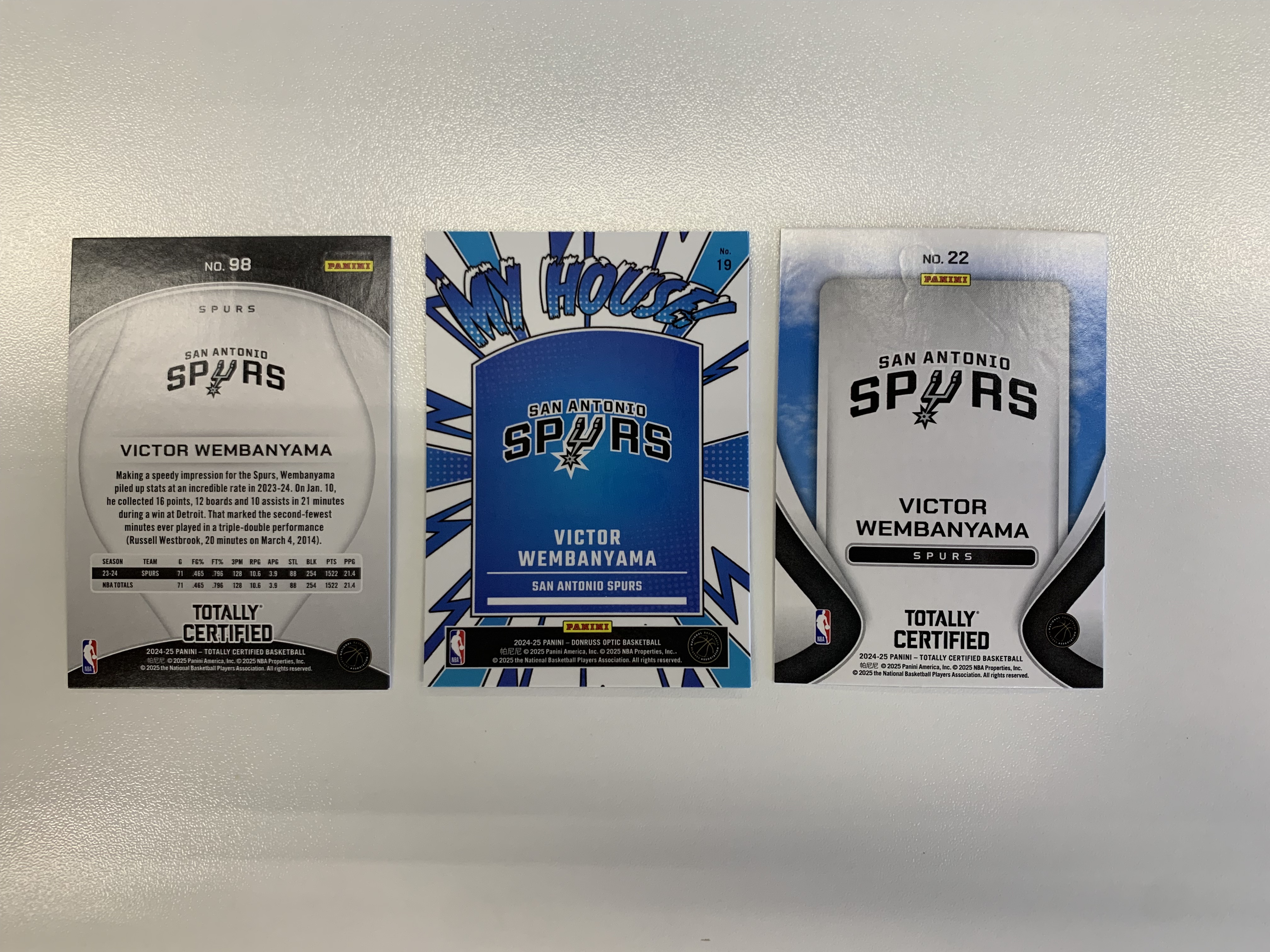 2024-25 Panini Donruss Optic Totally Certified Victor Wembanyama 维克托文班亚马 特卡折射打包 My House 马刺 SBX