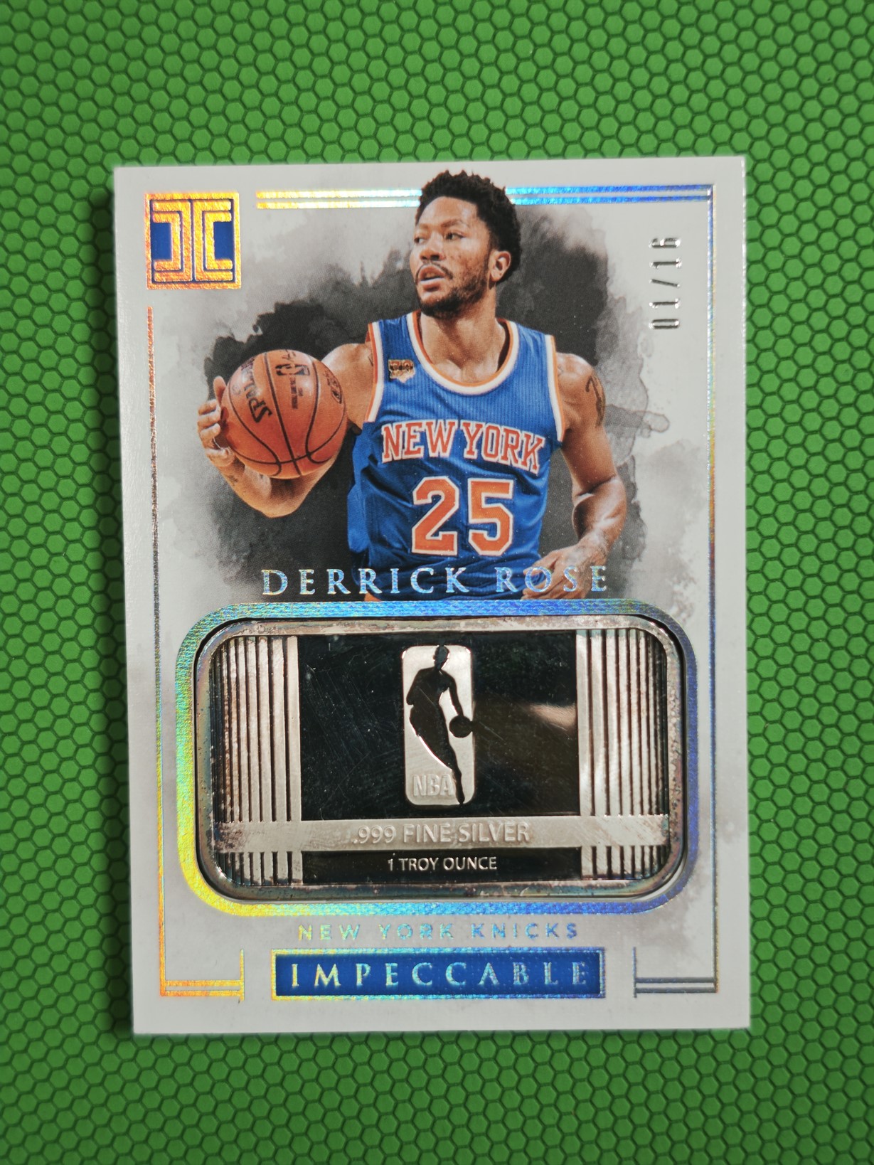 2016-17 Panini Impeccable Derrick Rose 小真金元年 尼克斯 德里克罗斯 风城玫瑰 01/16编首编银块 公牛同背 氧化如图黑了吧唧 介意勿拍