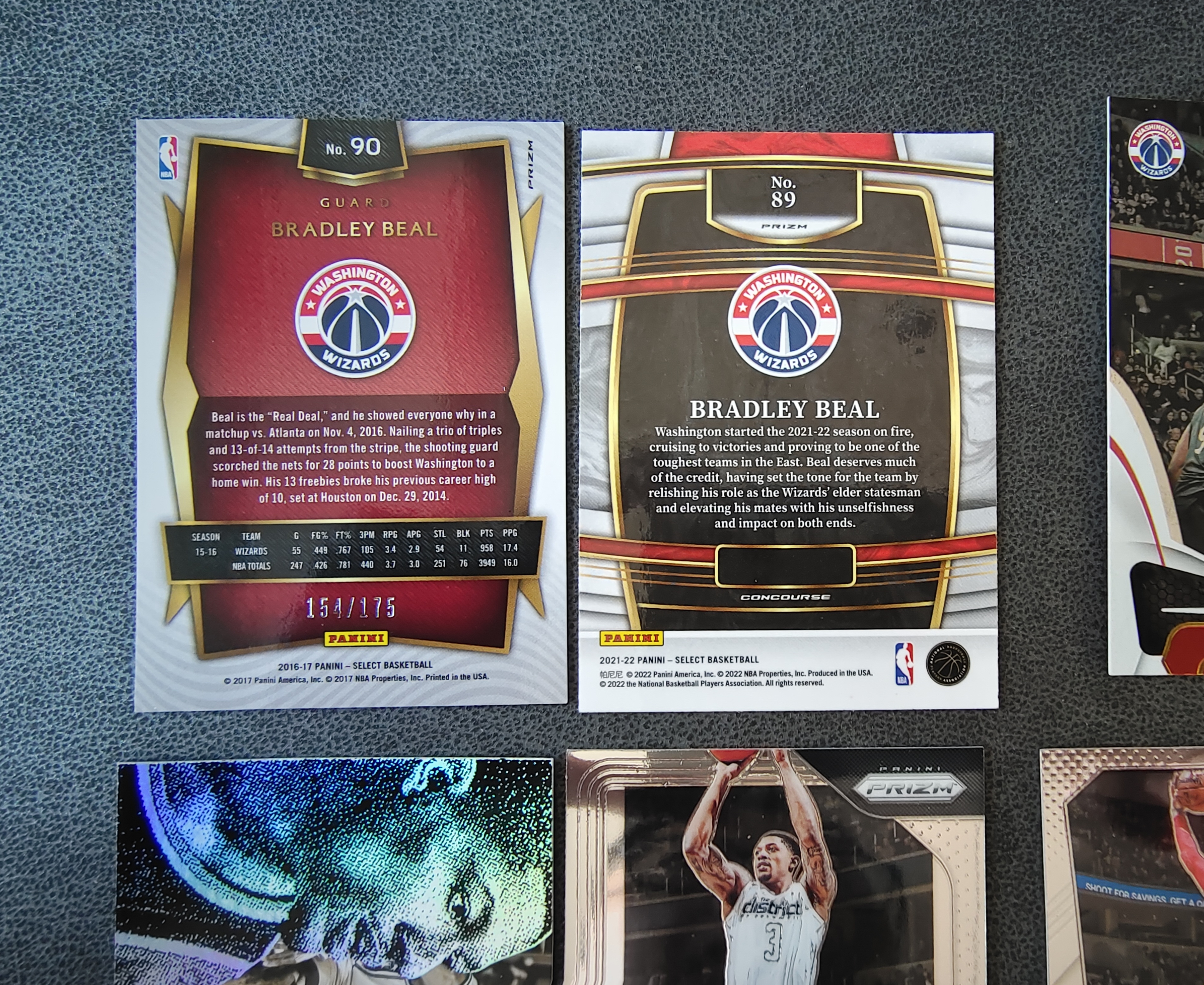 华盛顿 奇才队 布拉德利 比尔 Bradley Beal prizm select等系列6张打包 一张红折带编 154/175 一张橙色瀑布折