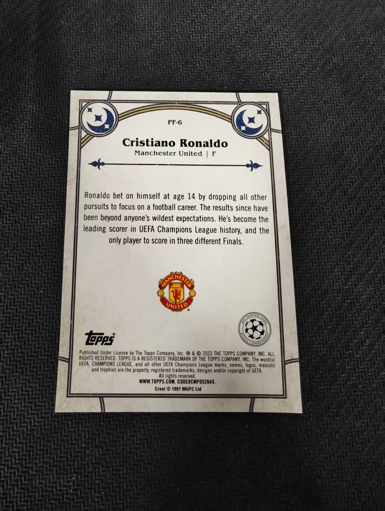 【可合并,不累计】2022 topps merlin cristiano ronaldo 欧冠 梅林 曼联 克里斯蒂亚诺 罗纳尔多 C罗 银折 预言家特卡 微瑕如图