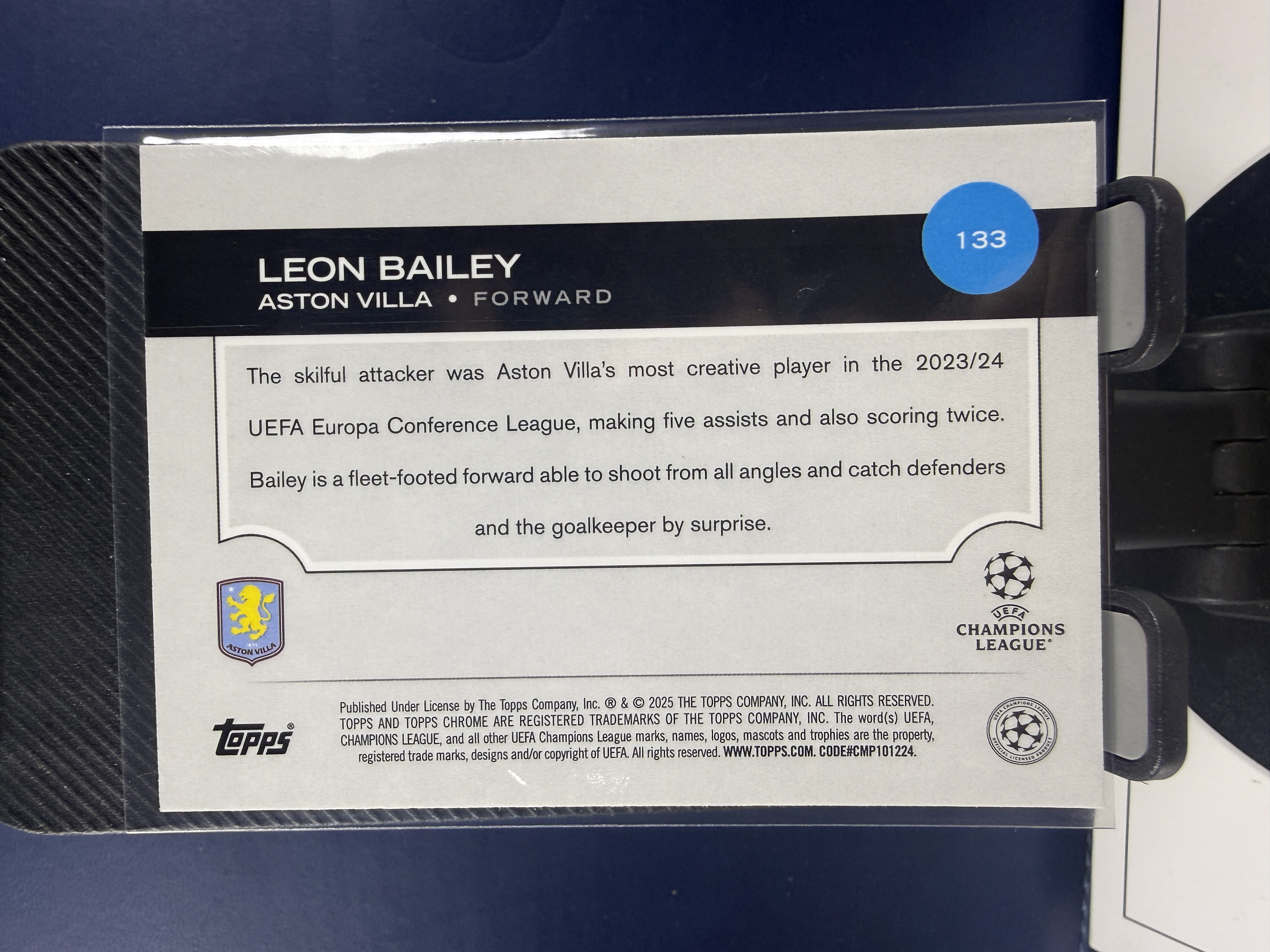 2024-25 Topps Chrome Leon Bailey TC 欧冠 阿斯顿维拉 拜利 绿折 折射 99编 收藏必备 (沸腾)