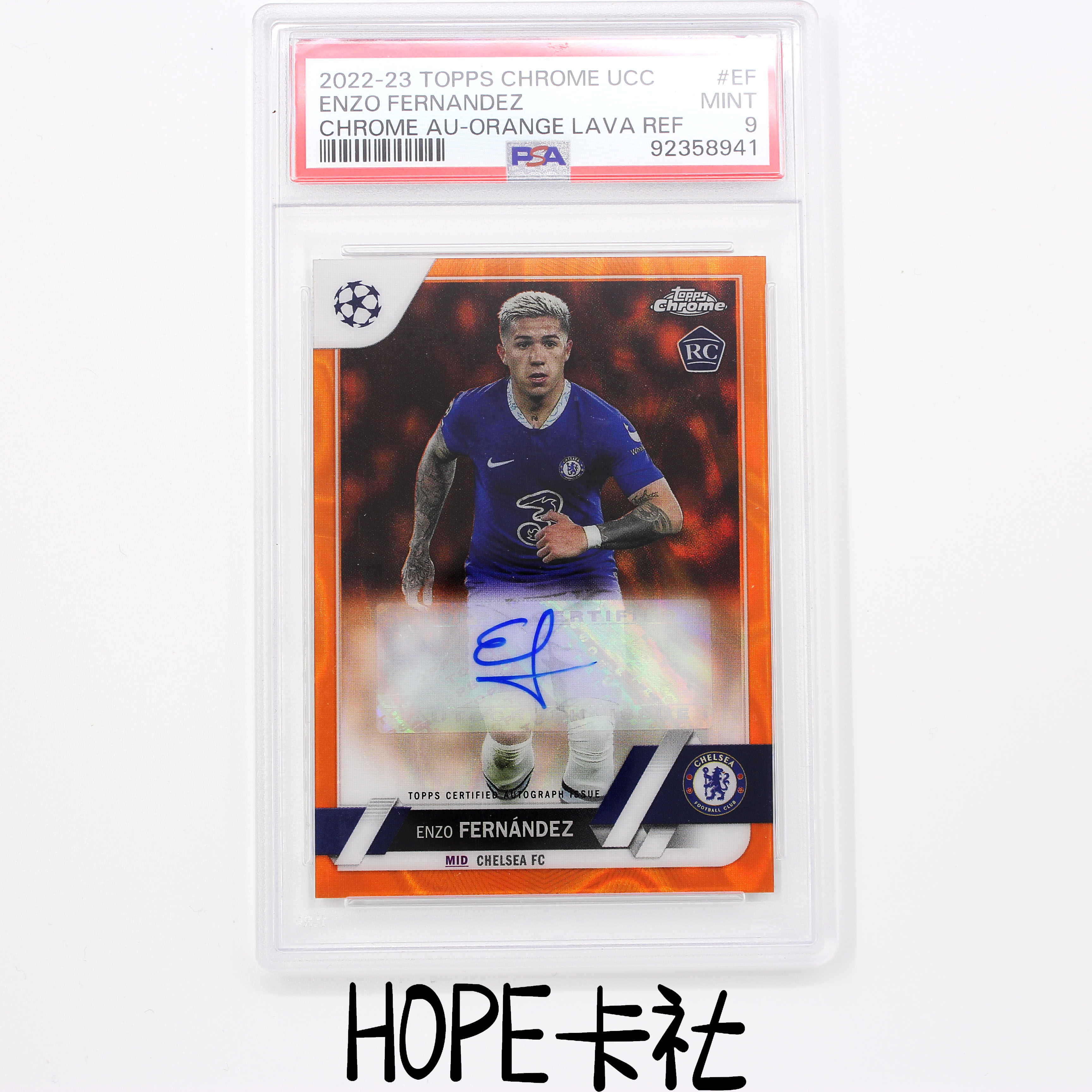 2024-25 Topps Chrome Enzo Fernández 切尔西 恩佐 费尔南德斯 RC 新秀橙熔岩折签字 PSA9分【HOPE代卖(4.5%含卡淘)】