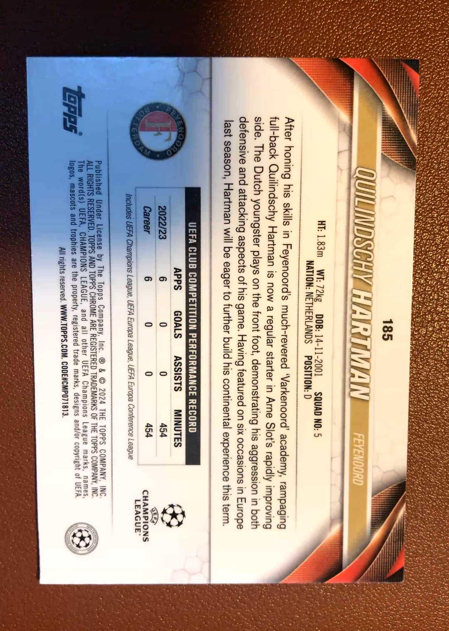 2023-24 Topps Chrome Quilindschy Hartman RC 奎林茨奇 哈特曼 卡品如图 一天一快递不累计2056