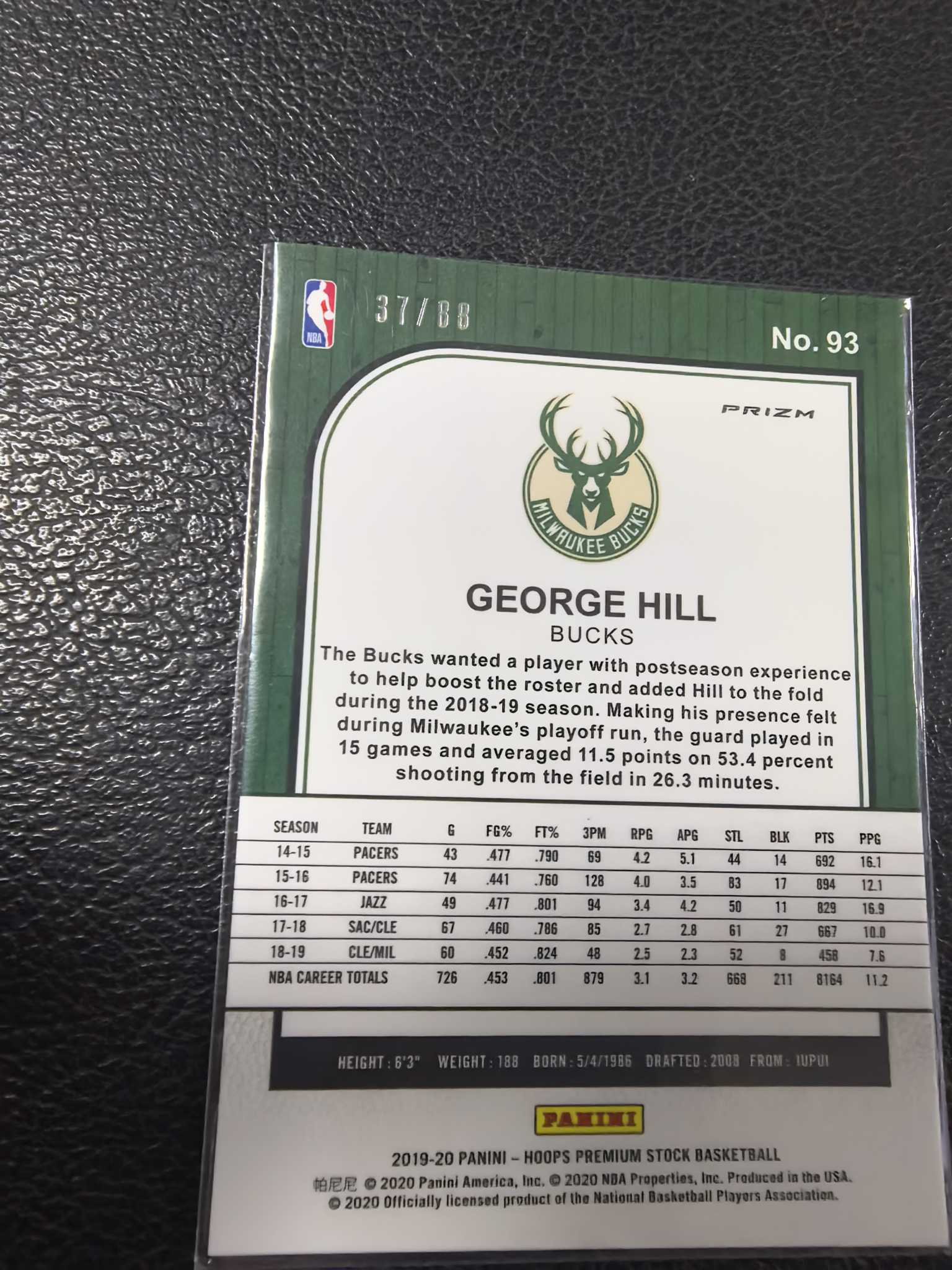 2019-20 乔治 希尔 88编 hoops 红 雨点 折射 雄鹿 12-5