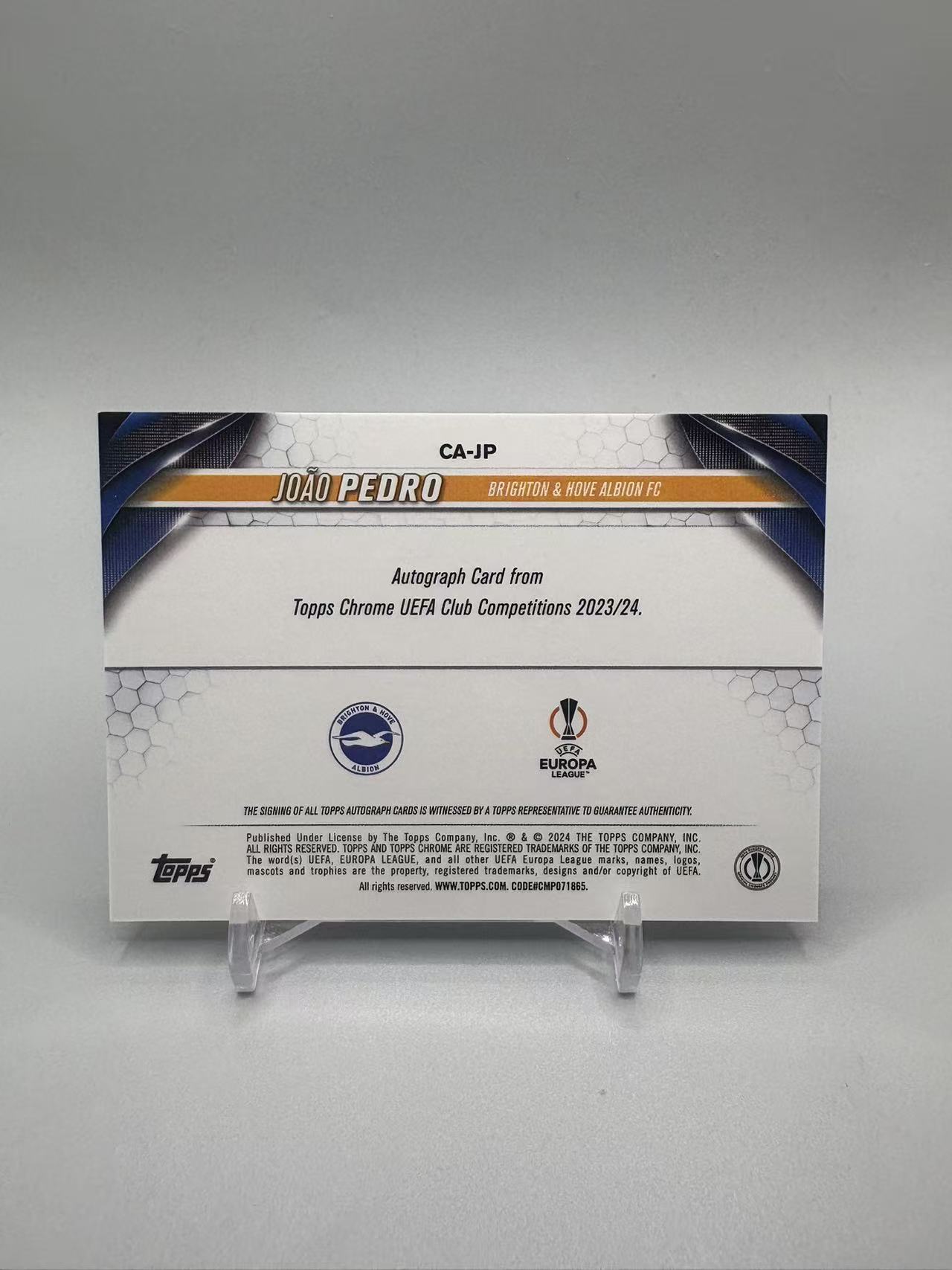 2024 Topps Chrome Joao Pedro 【灰灰代拍】欧战 chrome 若昂 佩德罗 签字 银折签 布莱顿 切尔西 兜