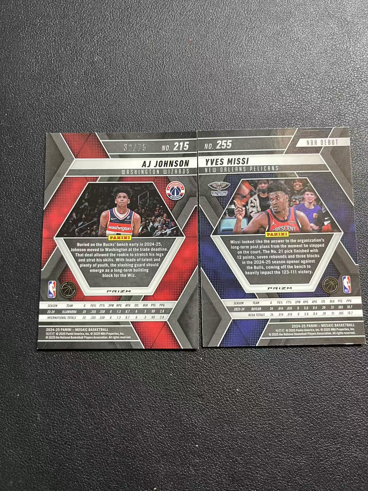 2024-25 Panini Mosaic AJ Johnson RC 马赛克 AJ 约翰逊 米西 新秀 75编 红圈圈折 折射 卡品如图 榊